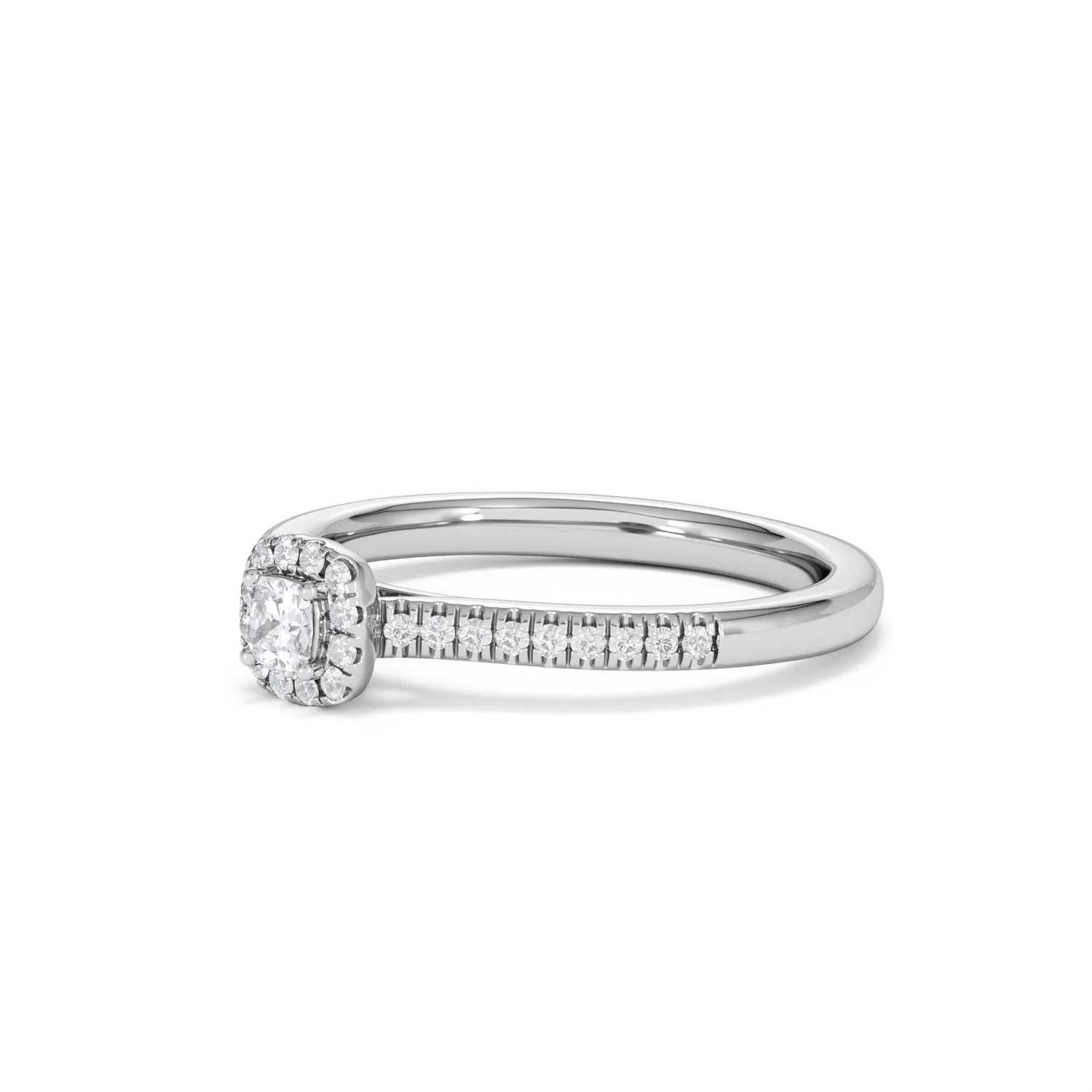 Lumia Cushion Cut Lab Diamond Halo Ring 0.33ct F/VS in 925 Silver - Image 80