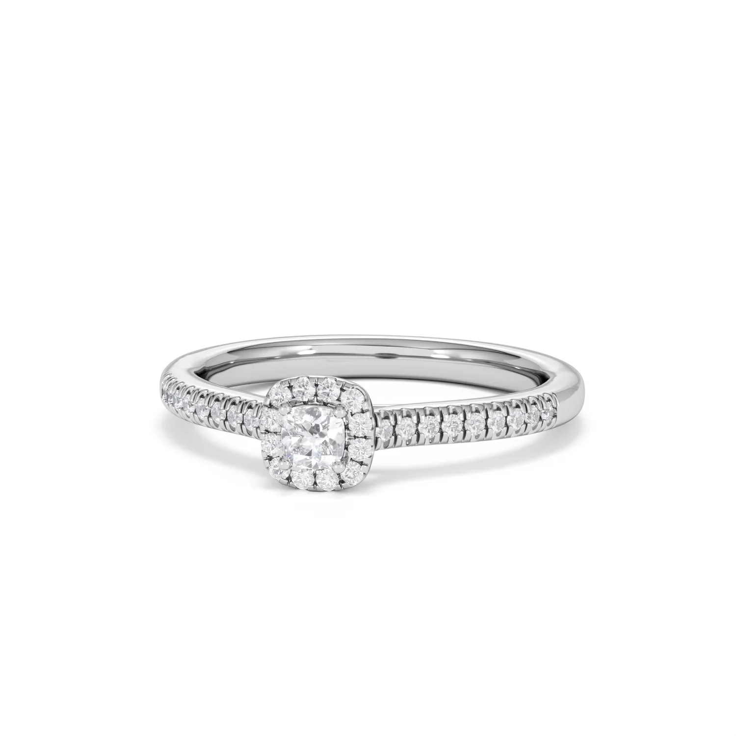 Lumia Cushion Cut Lab Diamond Halo Ring 0.33ct F/VS in 925 Silver - Image 87