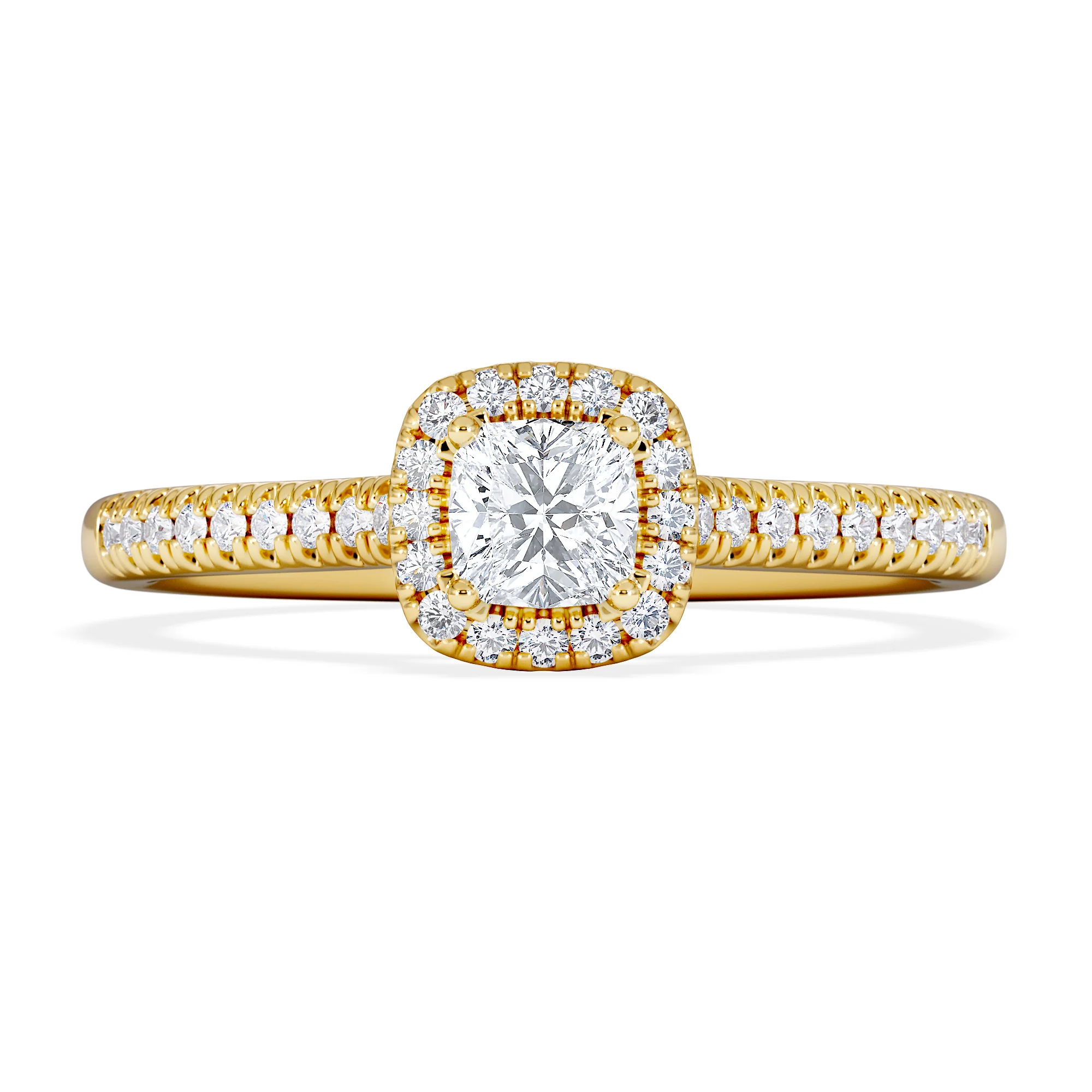 Lumia Cushion Cut Lab Diamond Halo Ring 0.50ct F/VS in 18K Gold Vermeil - Image 6