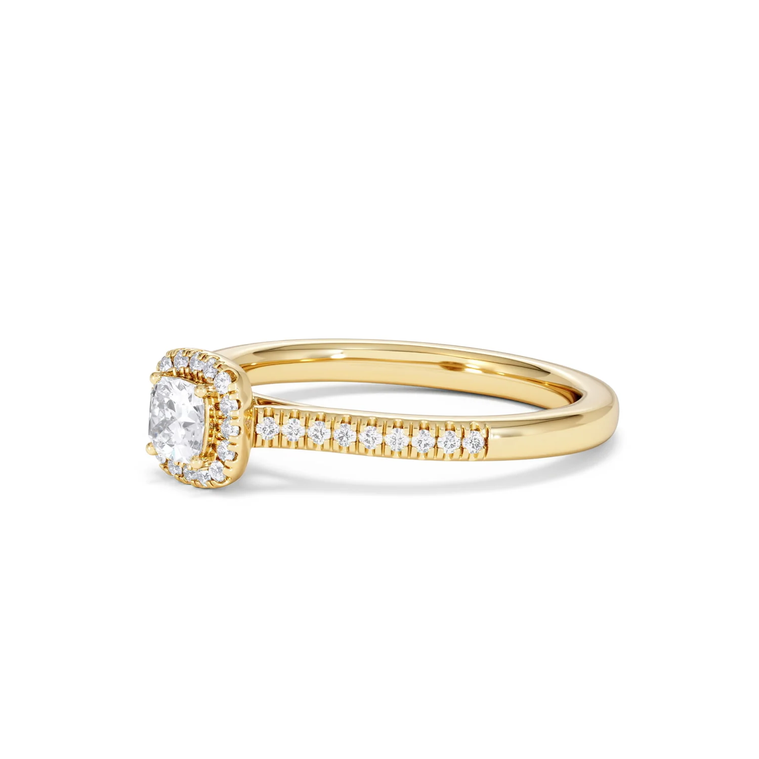 Lumia Cushion Cut Lab Diamond Halo Ring 0.50ct F/VS in 18K Gold Vermeil - Image 77