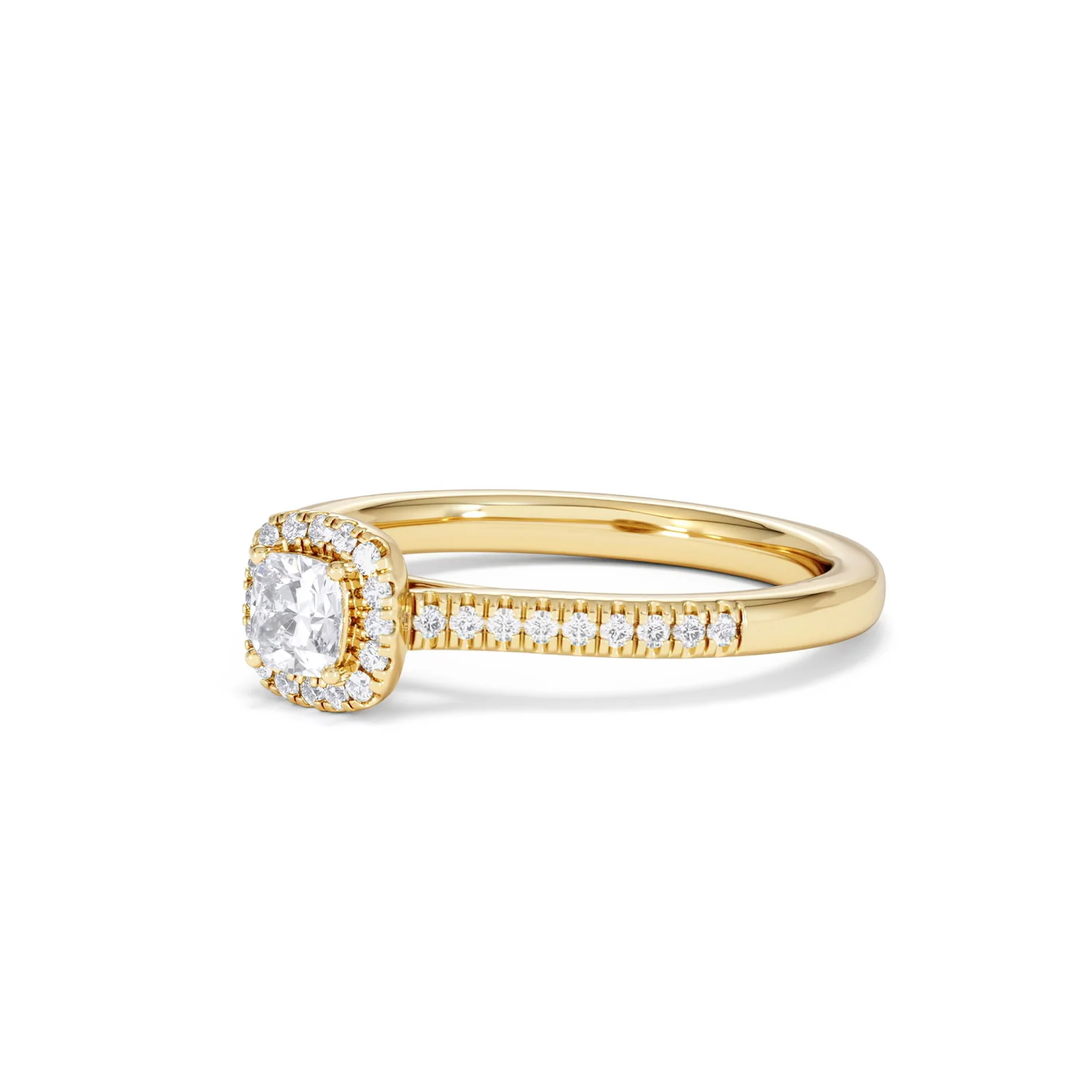 Lumia Cushion Cut Lab Diamond Halo Ring 0.50ct F/VS in 18K Gold Vermeil - Image 79