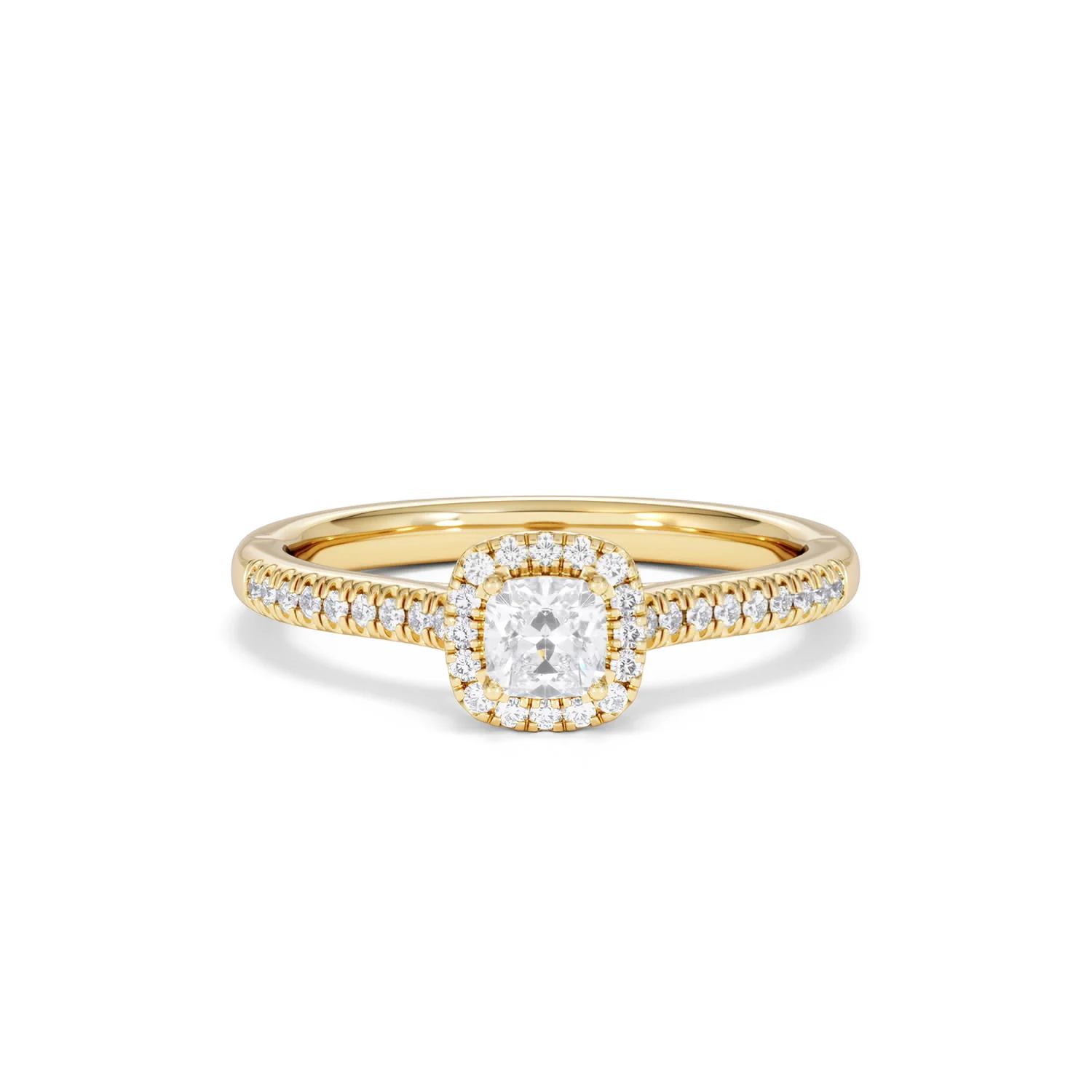 Lumia Cushion Cut Lab Diamond Halo Ring 0.50ct F/VS in 18K Gold Vermeil - Image 8