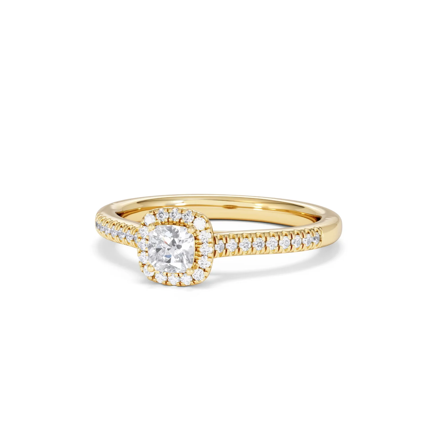 Lumia Cushion Cut Lab Diamond Halo Ring 0.50ct F/VS in 18K Gold Vermeil - Image 84