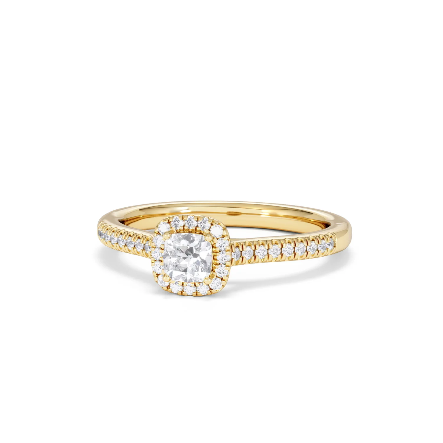 Lumia Cushion Cut Lab Diamond Halo Ring 0.50ct F/VS in 18K Gold Vermeil - Image 85