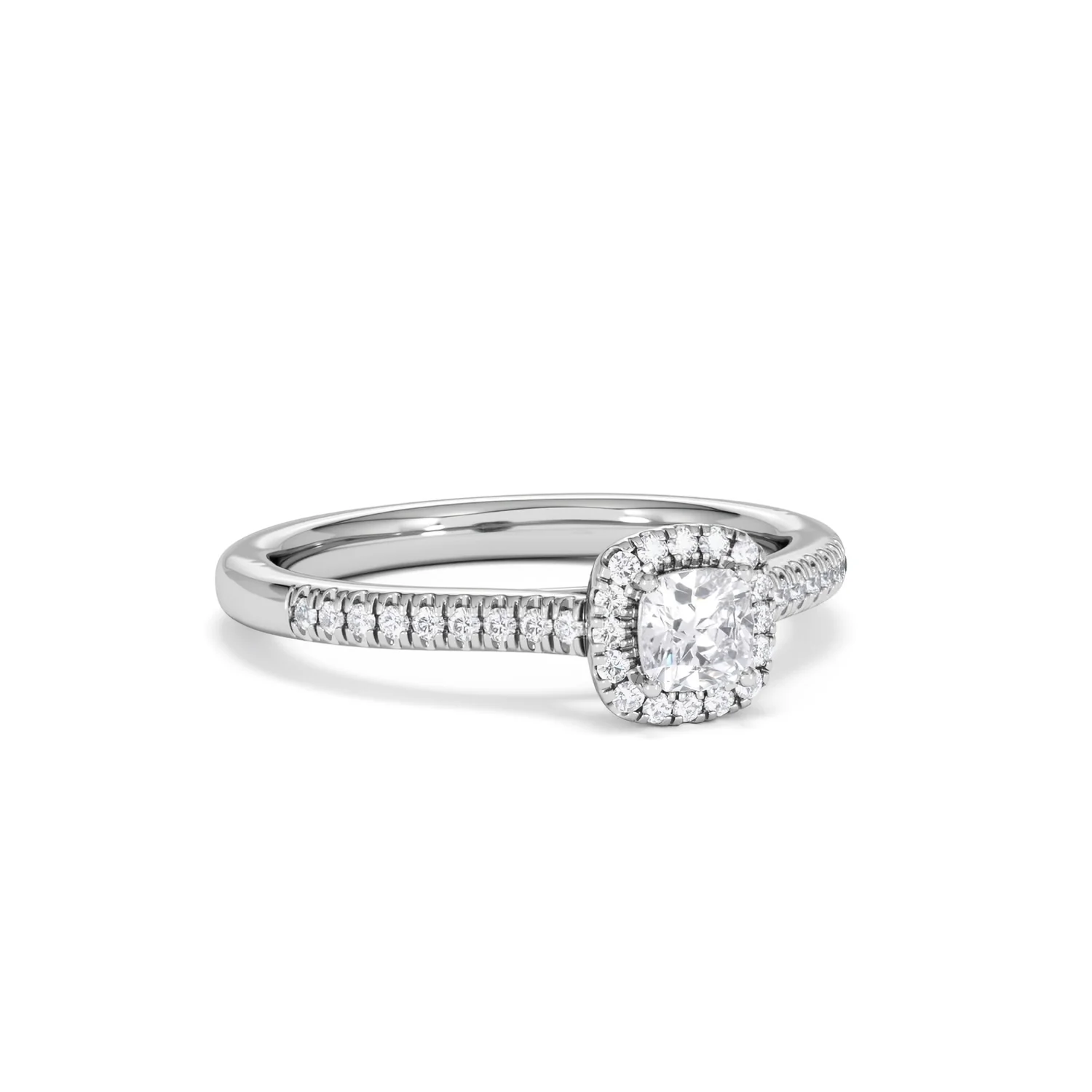 Lumia Cushion Cut Lab Diamond Halo Ring 0.50ct F/VS in 925 Silver - Image 15