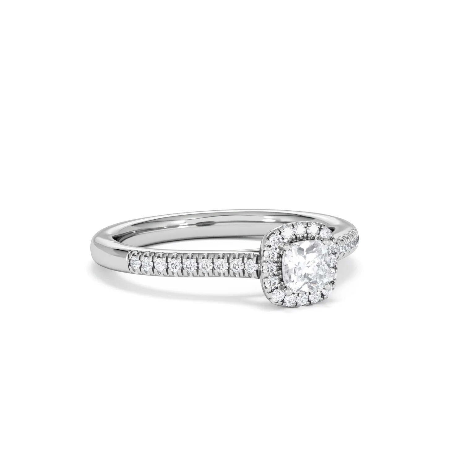 Lumia Cushion Cut Lab Diamond Halo Ring 0.50ct F/VS in 925 Silver - Image 16