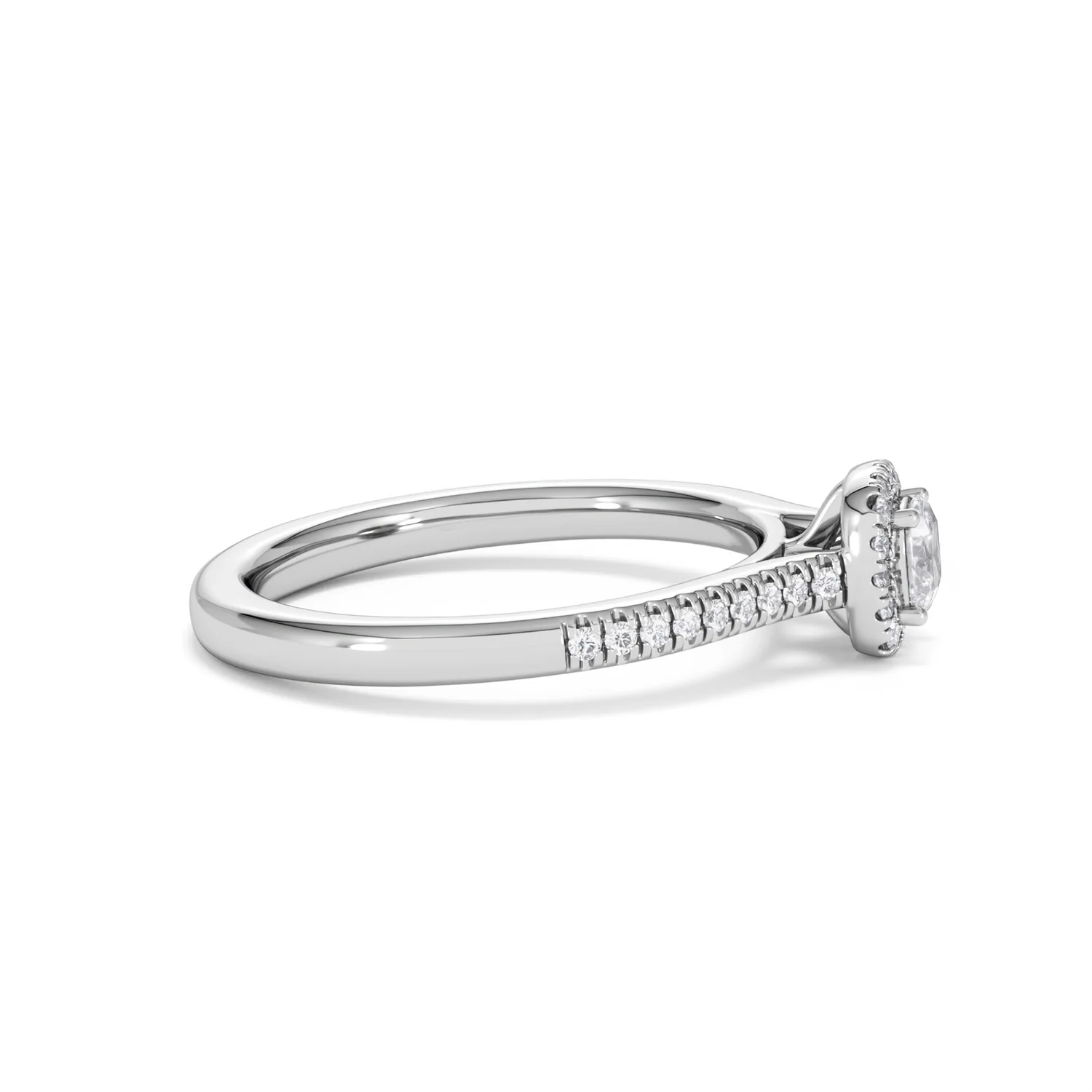 Lumia Cushion Cut Lab Diamond Halo Ring 0.50ct F/VS in 925 Silver - Image 28