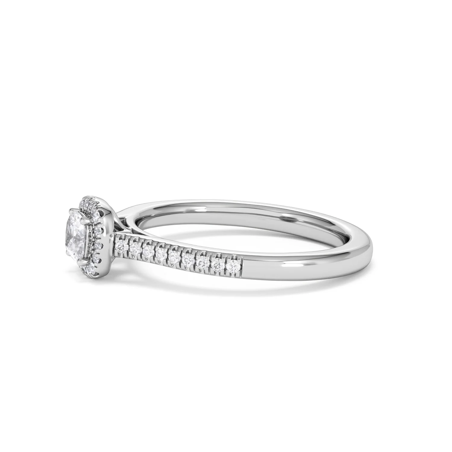 Lumia Cushion Cut Lab Diamond Halo Ring 0.50ct F/VS in 925 Silver - Image 74