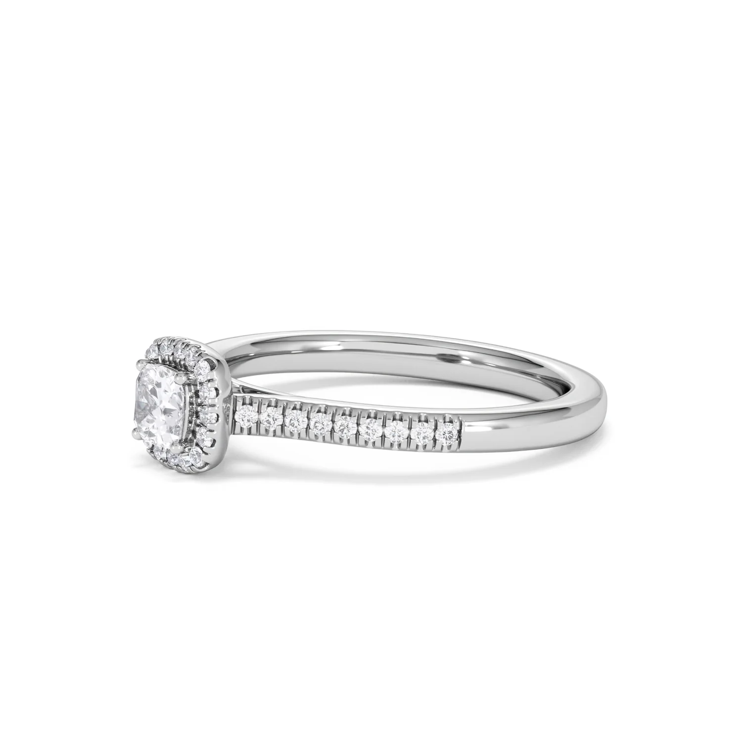 Lumia Cushion Cut Lab Diamond Halo Ring 0.50ct F/VS in 925 Silver - Image 78