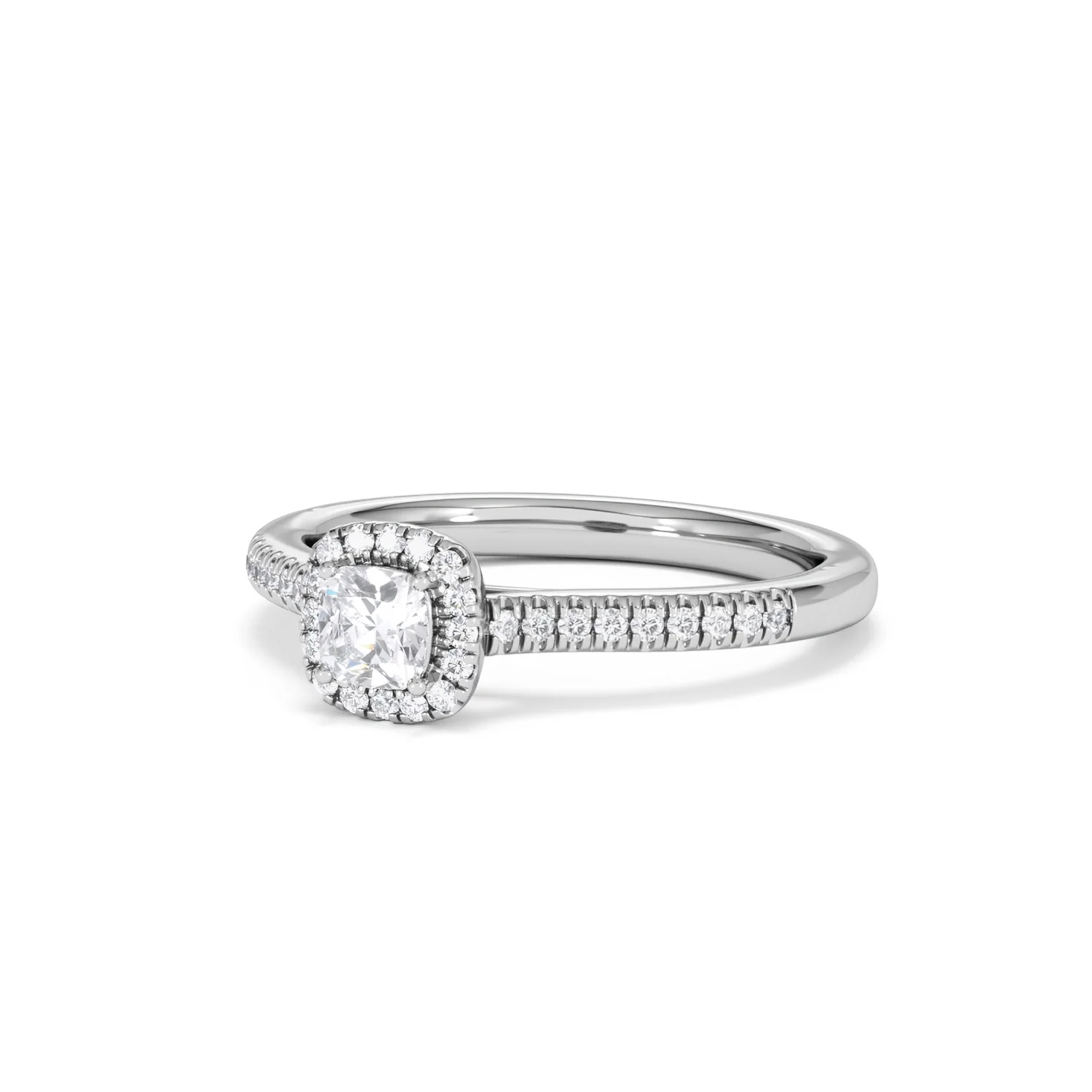 Lumia Cushion Cut Lab Diamond Halo Ring 0.50ct F/VS in 925 Silver - Image 84
