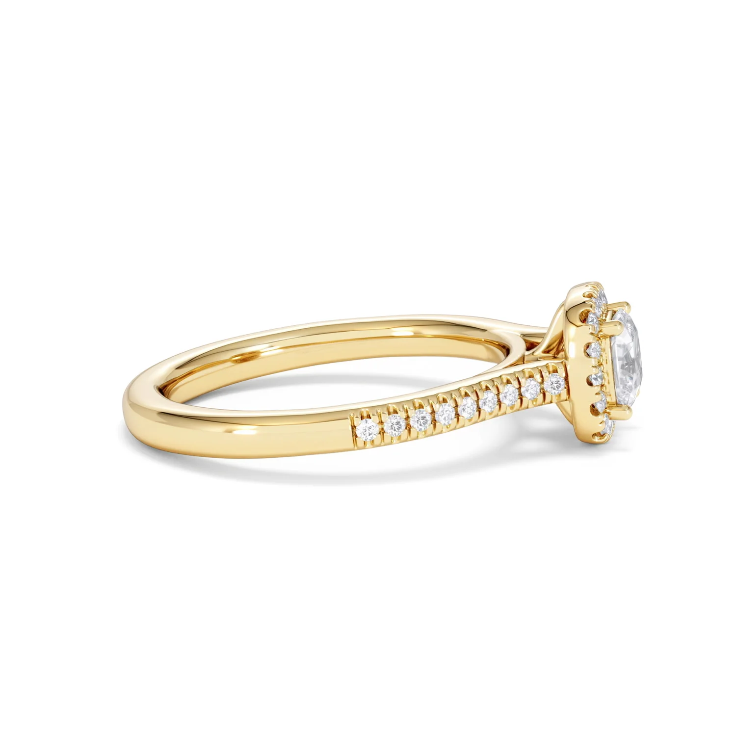 Lumia Cushion Cut Lab Diamond Halo Ring 0.70ct F/VS in 9K Gold - Image 28