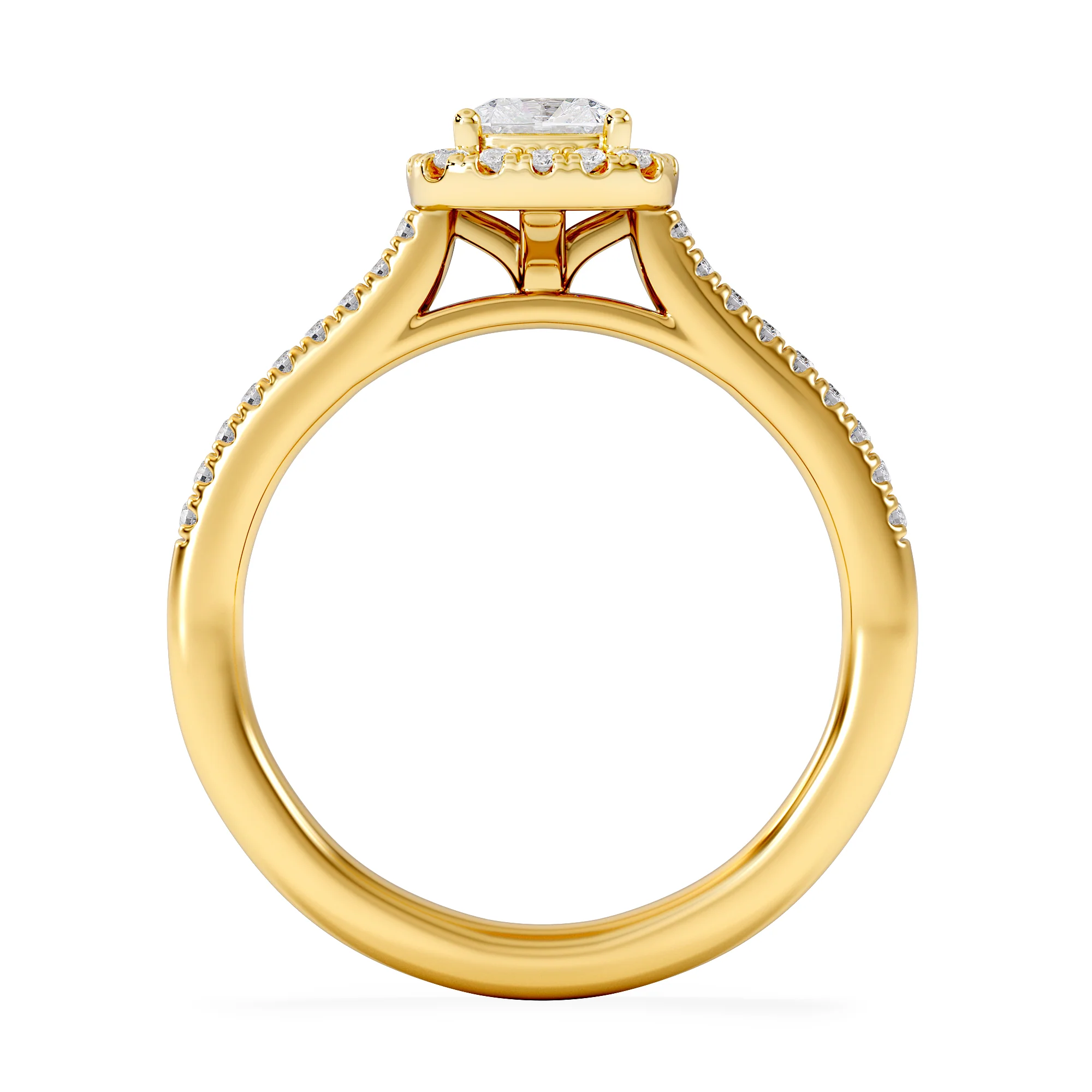 Lumia Cushion Cut Lab Diamond Halo Ring 0.70ct F/VS in 9K Gold - Image 3