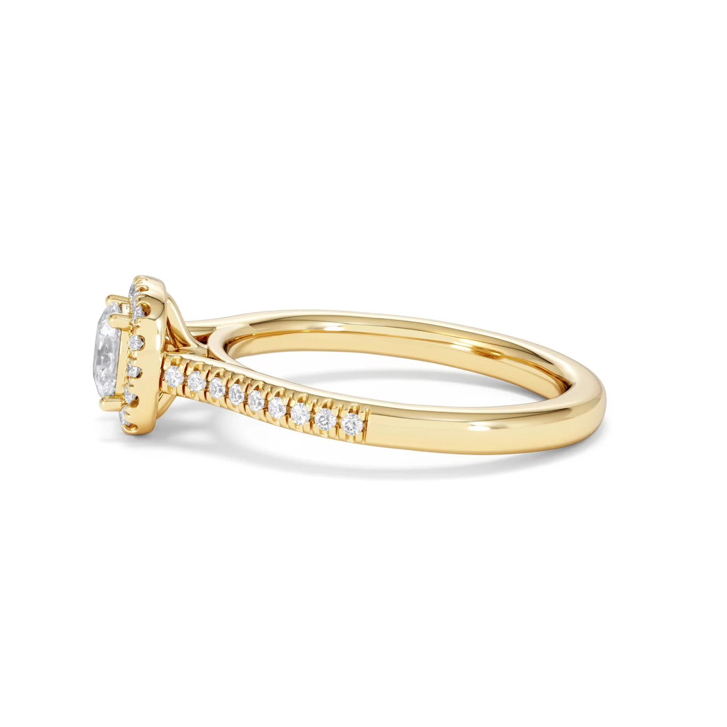 Lumia Cushion Cut Lab Diamond Halo Ring 0.70ct F/VS in 9K Gold - Image 71