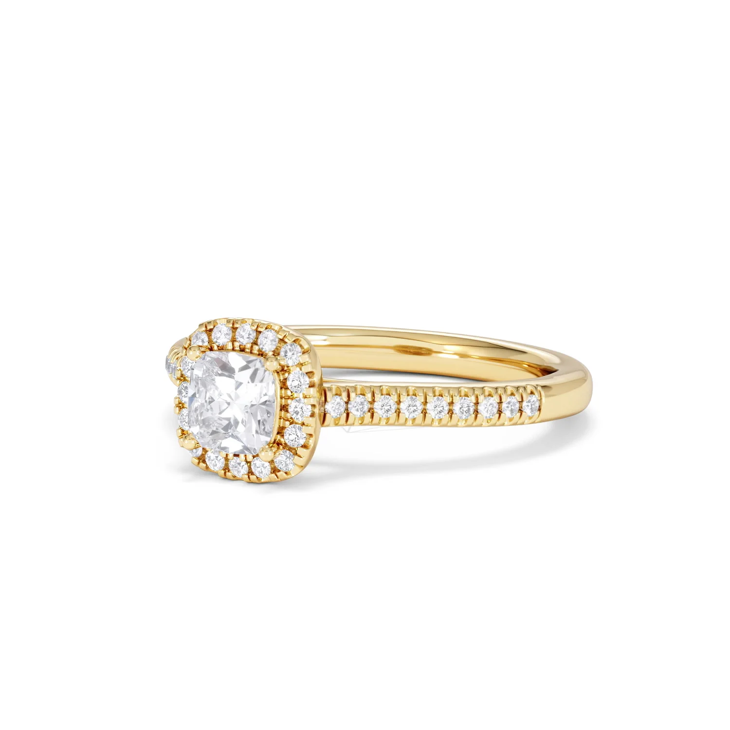 Lumia Cushion Cut Lab Diamond Halo Ring 0.70ct F/VS in 9K Gold - Image 83