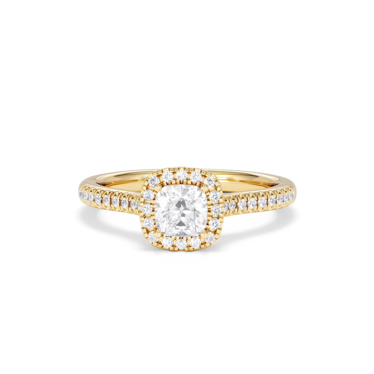 Lumia Cushion Cut Lab Diamond Halo Ring 0.70ct F/VS in 9K Gold - Image 89