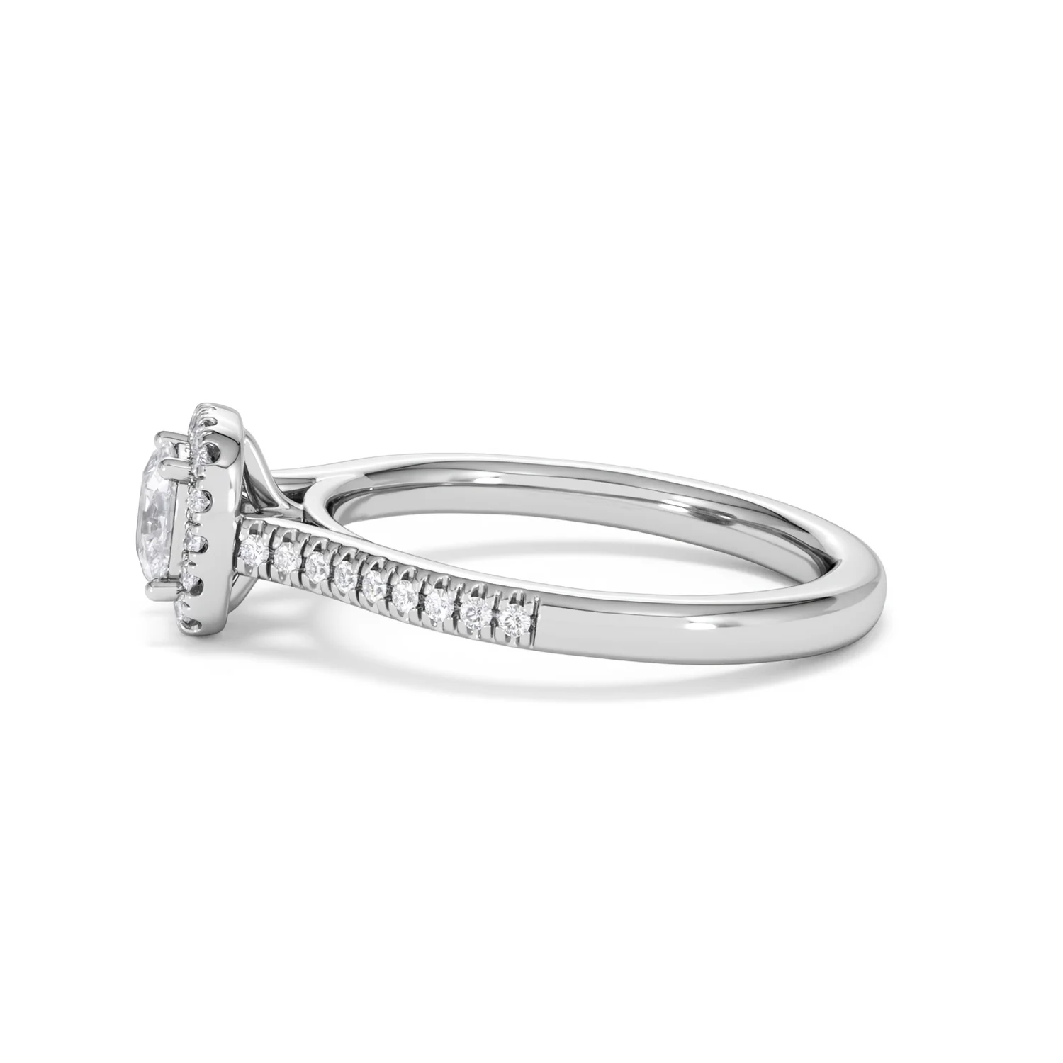 Lumia Cushion Cut Lab Diamond Halo Ring 0.70ct F/VS in 9K White Gold - Image 71