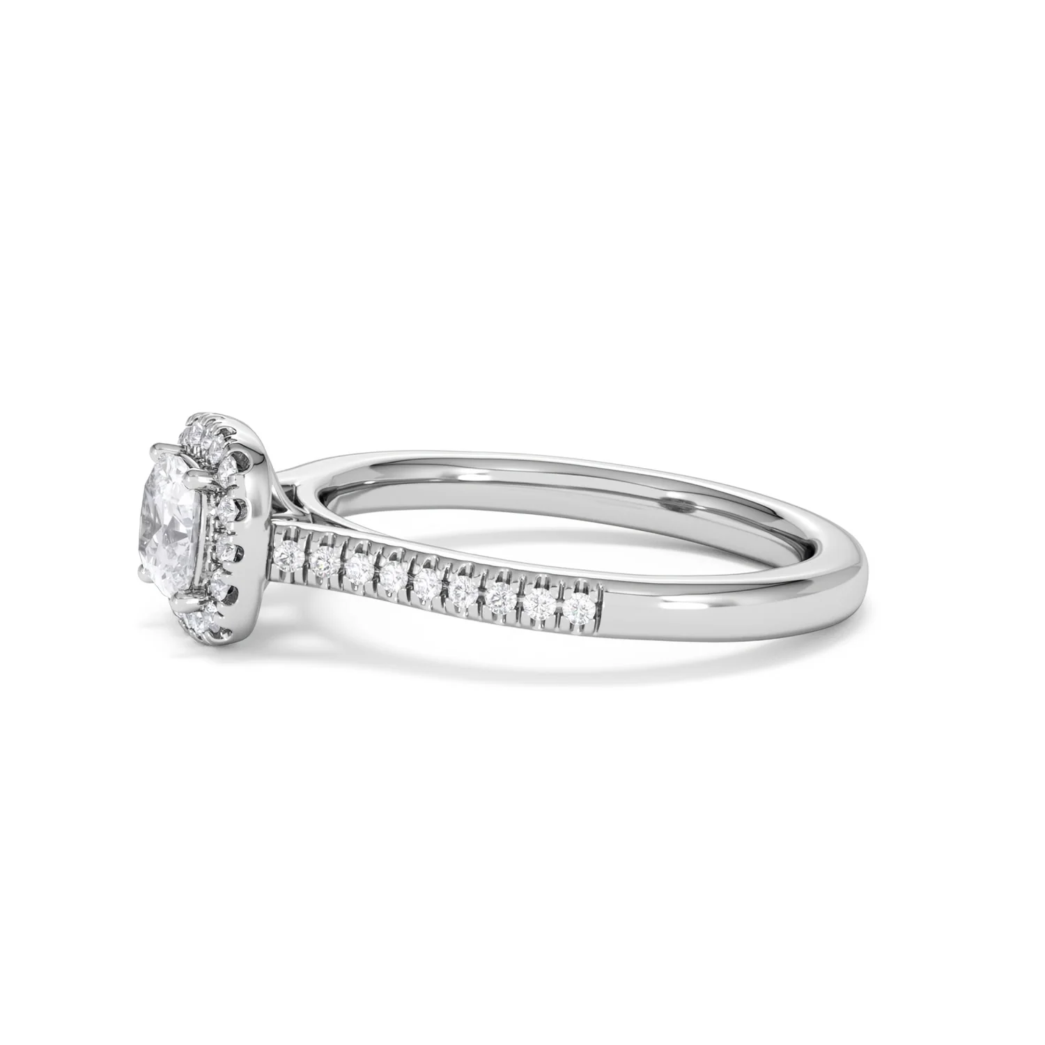 Lumia Cushion Cut Lab Diamond Halo Ring 0.70ct F/VS in 9K White Gold - Image 74