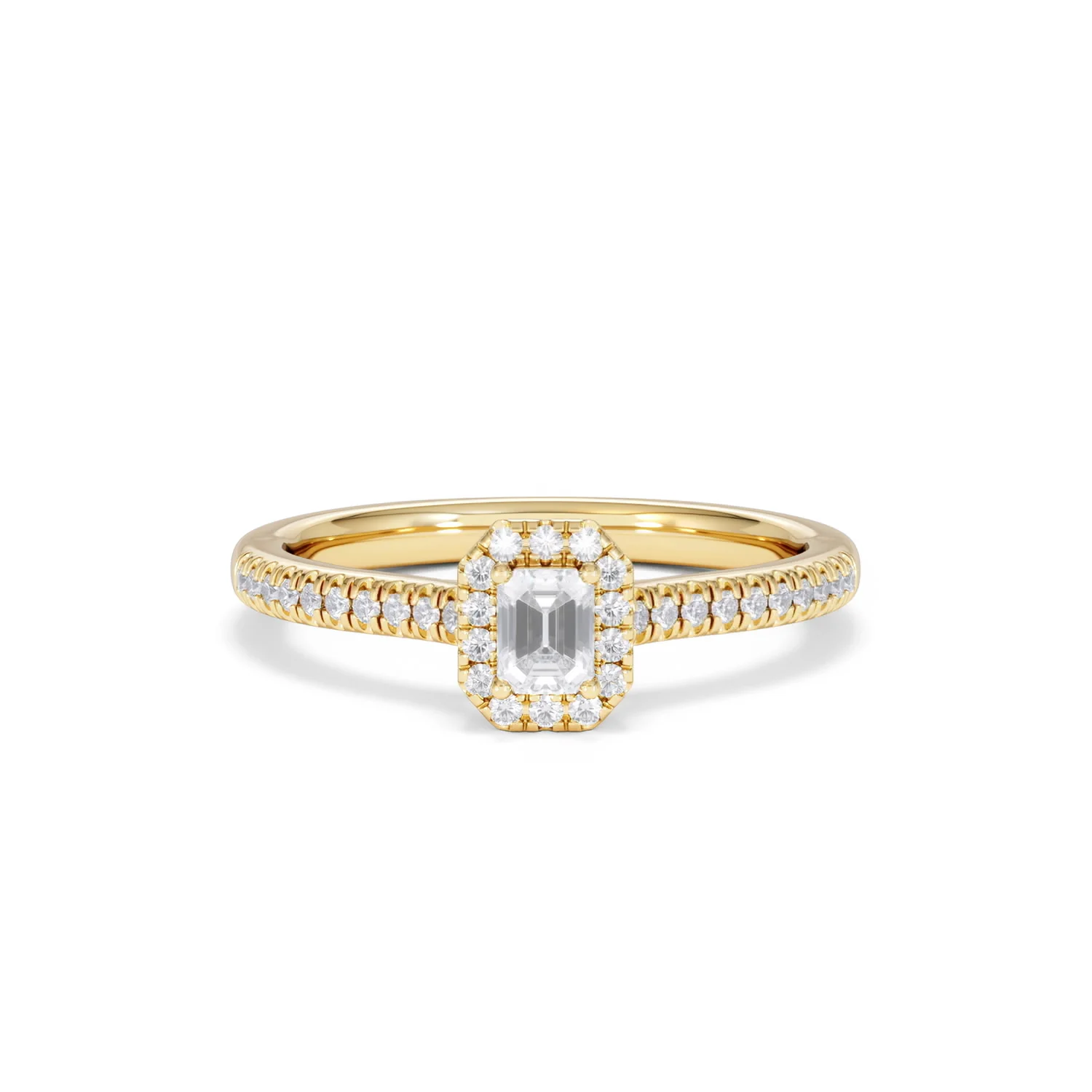 Lumia Emerald Cut Lab Diamond Halo Ring 0.33ct F/VS in 18K Gold Vermeil - Image 10