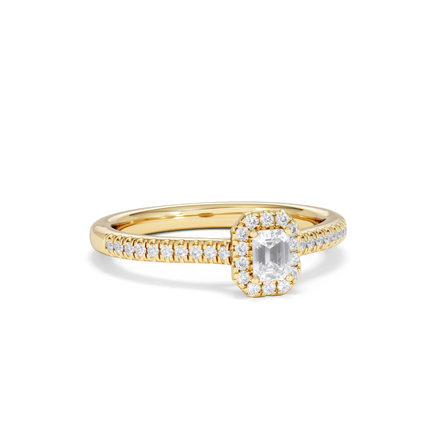 Lumia Emerald Cut Lab Diamond Halo Ring 0.33ct F/VS in 18K Gold Vermeil - Image 14