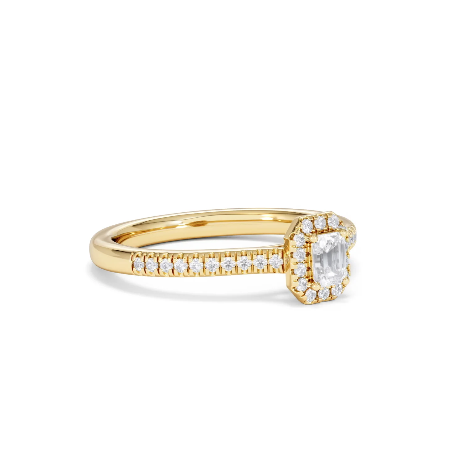 Lumia Emerald Cut Lab Diamond Halo Ring 0.33ct F/VS in 18K Gold Vermeil - Image 18