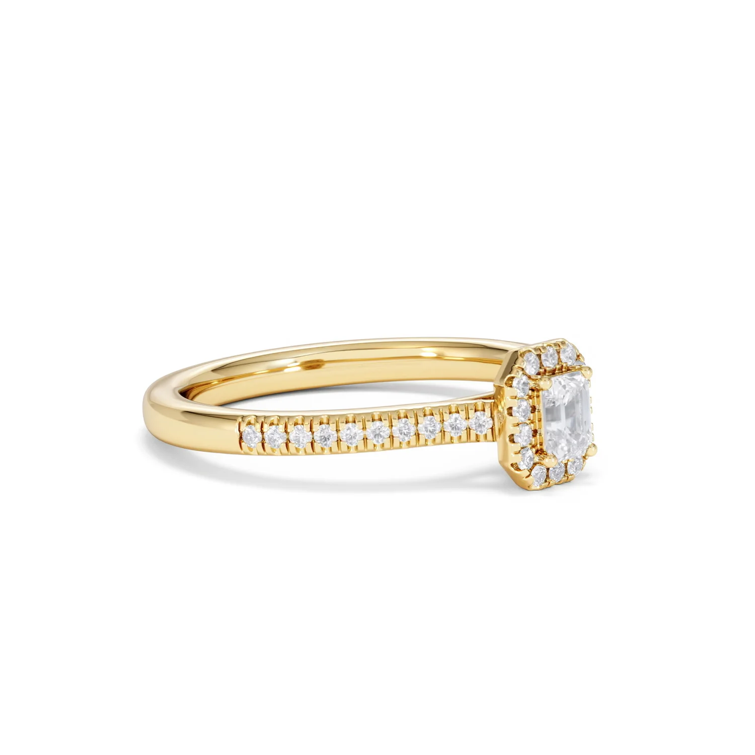 Lumia Emerald Cut Lab Diamond Halo Ring 0.33ct F/VS in 18K Gold Vermeil - Image 20