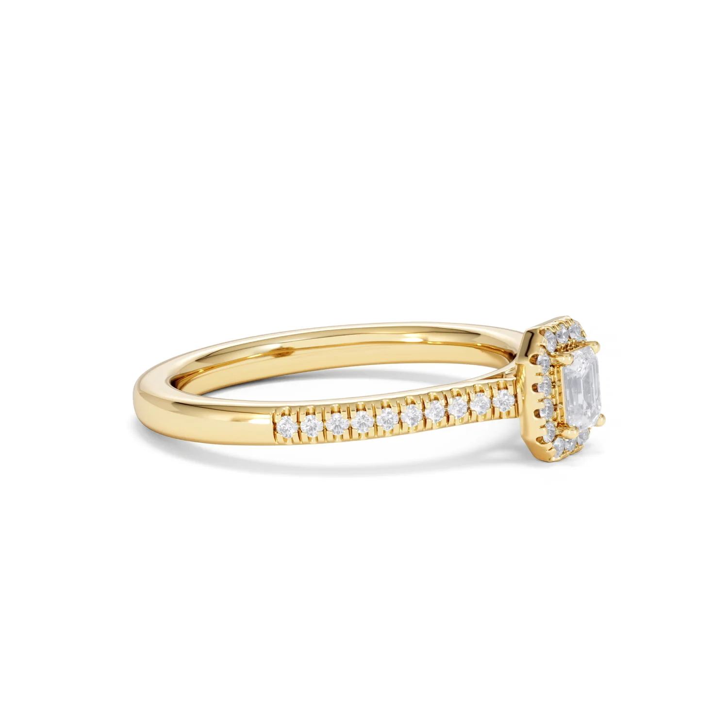 Lumia Emerald Cut Lab Diamond Halo Ring 0.33ct F/VS in 18K Gold Vermeil - Image 23