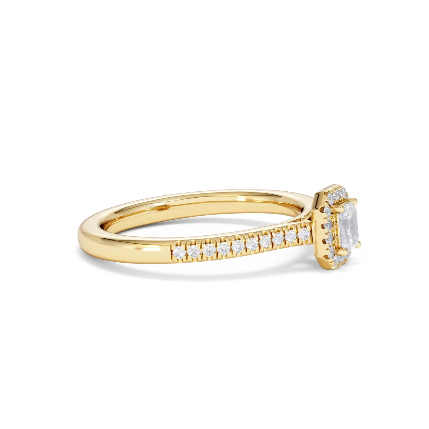 Lumia Emerald Cut Lab Diamond Halo Ring 0.33ct F/VS in 18K Gold Vermeil - Image 24