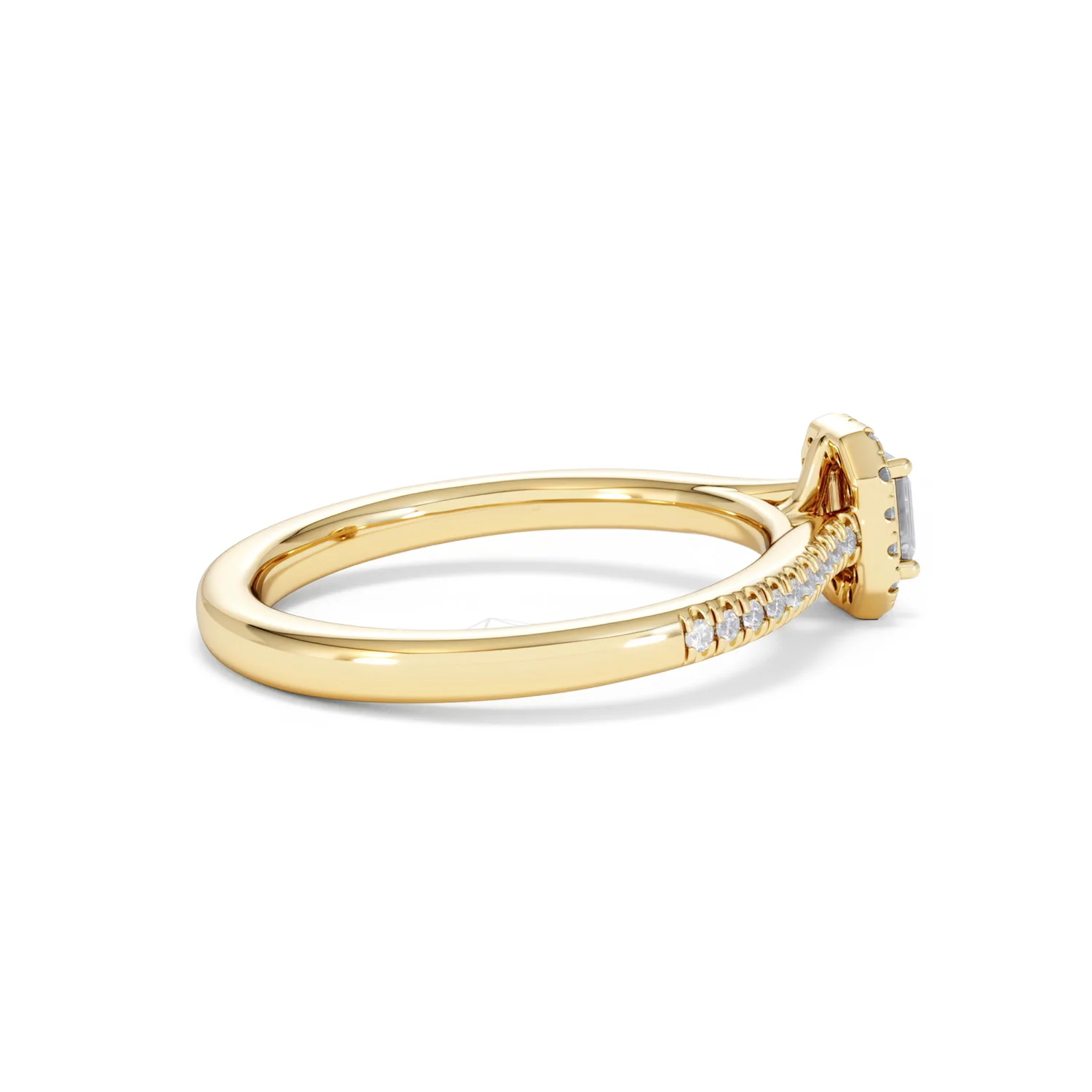 Lumia Emerald Cut Lab Diamond Halo Ring 0.33ct F/VS in 18K Gold Vermeil - Image 34