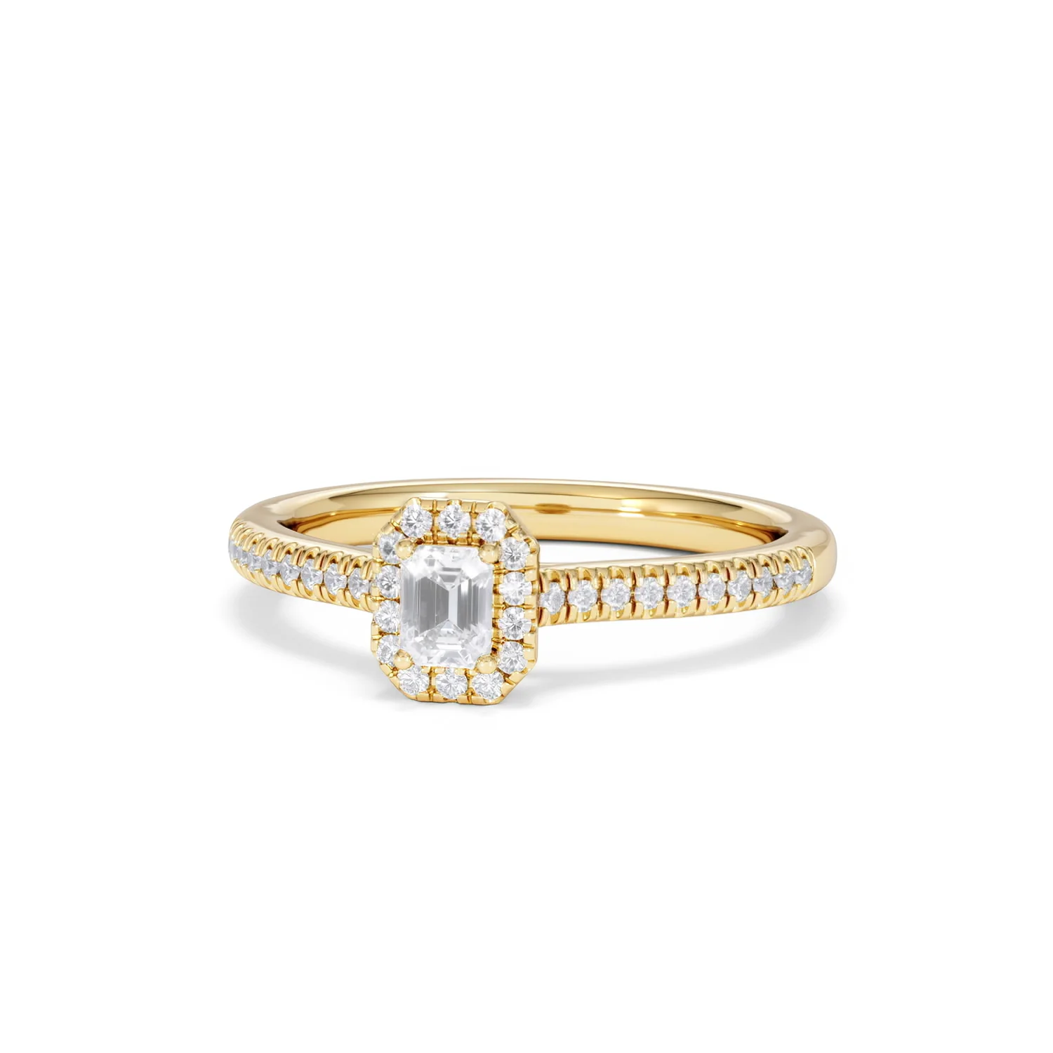 Lumia Emerald Cut Lab Diamond Halo Ring 0.33ct F/VS in 18K Gold Vermeil - Image 87