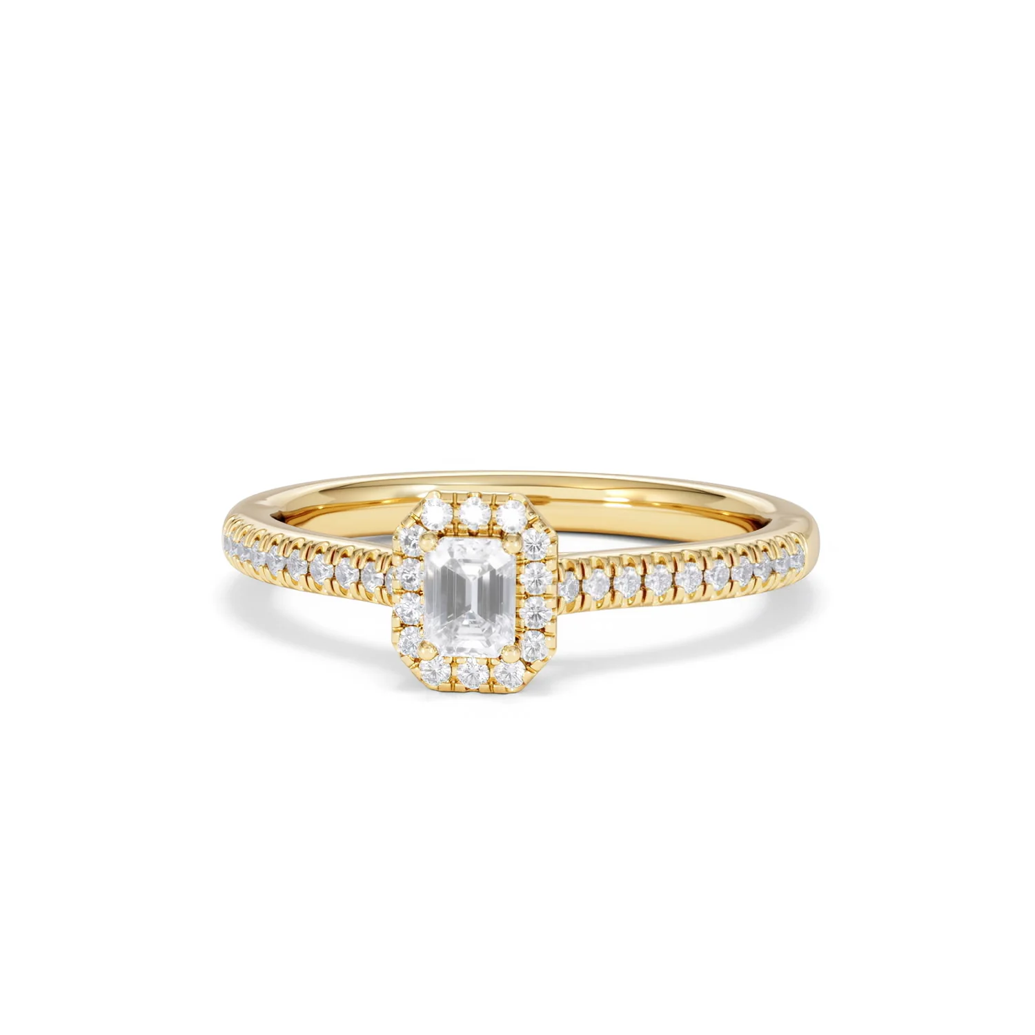 Lumia Emerald Cut Lab Diamond Halo Ring 0.33ct F/VS in 18K Gold Vermeil - Image 88