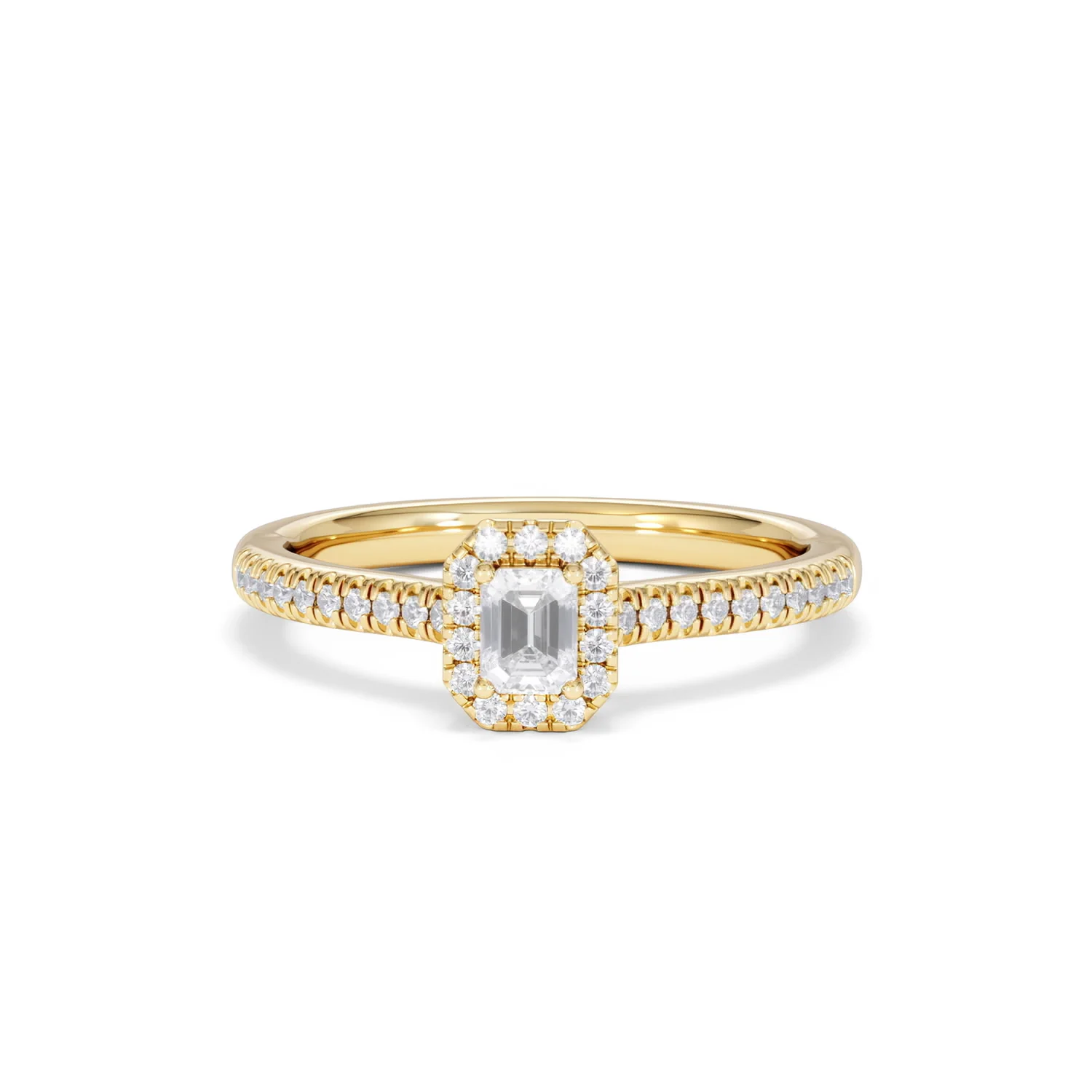 Lumia Emerald Cut Lab Diamond Halo Ring 0.33ct F/VS in 18K Gold Vermeil - Image 89