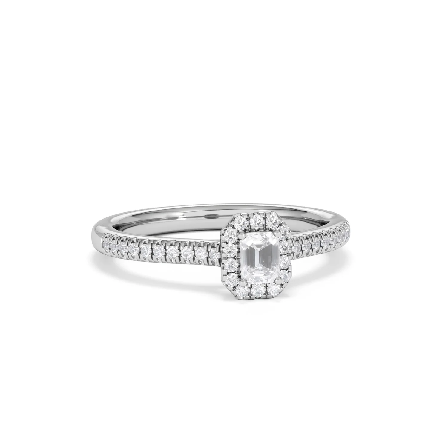 Lumia Emerald Cut Lab Diamond Halo Ring 0.33ct F/VS in 925 Silver - Image 13