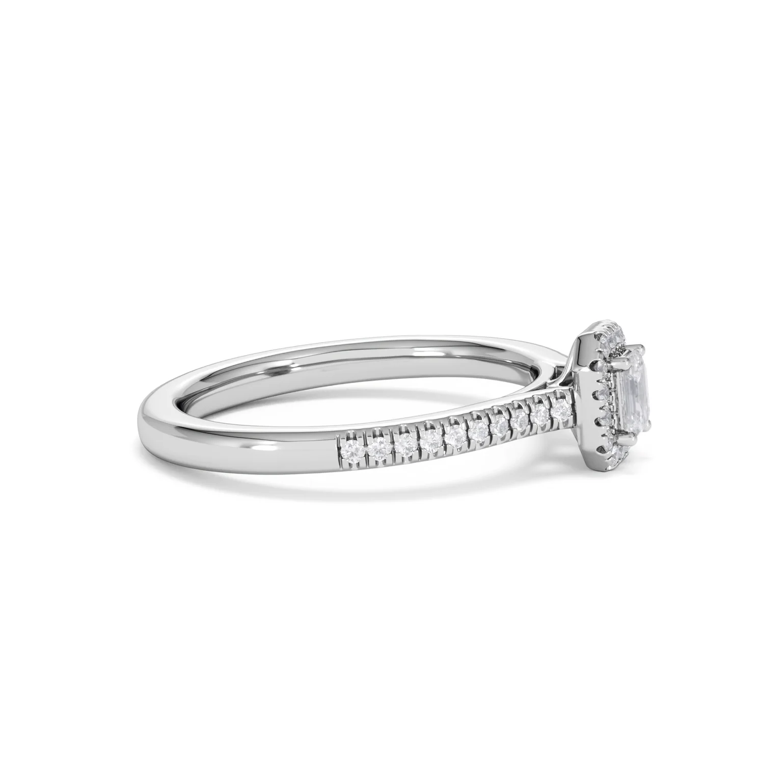 Lumia Emerald Cut Lab Diamond Halo Ring 0.33ct F/VS in 925 Silver - Image 26