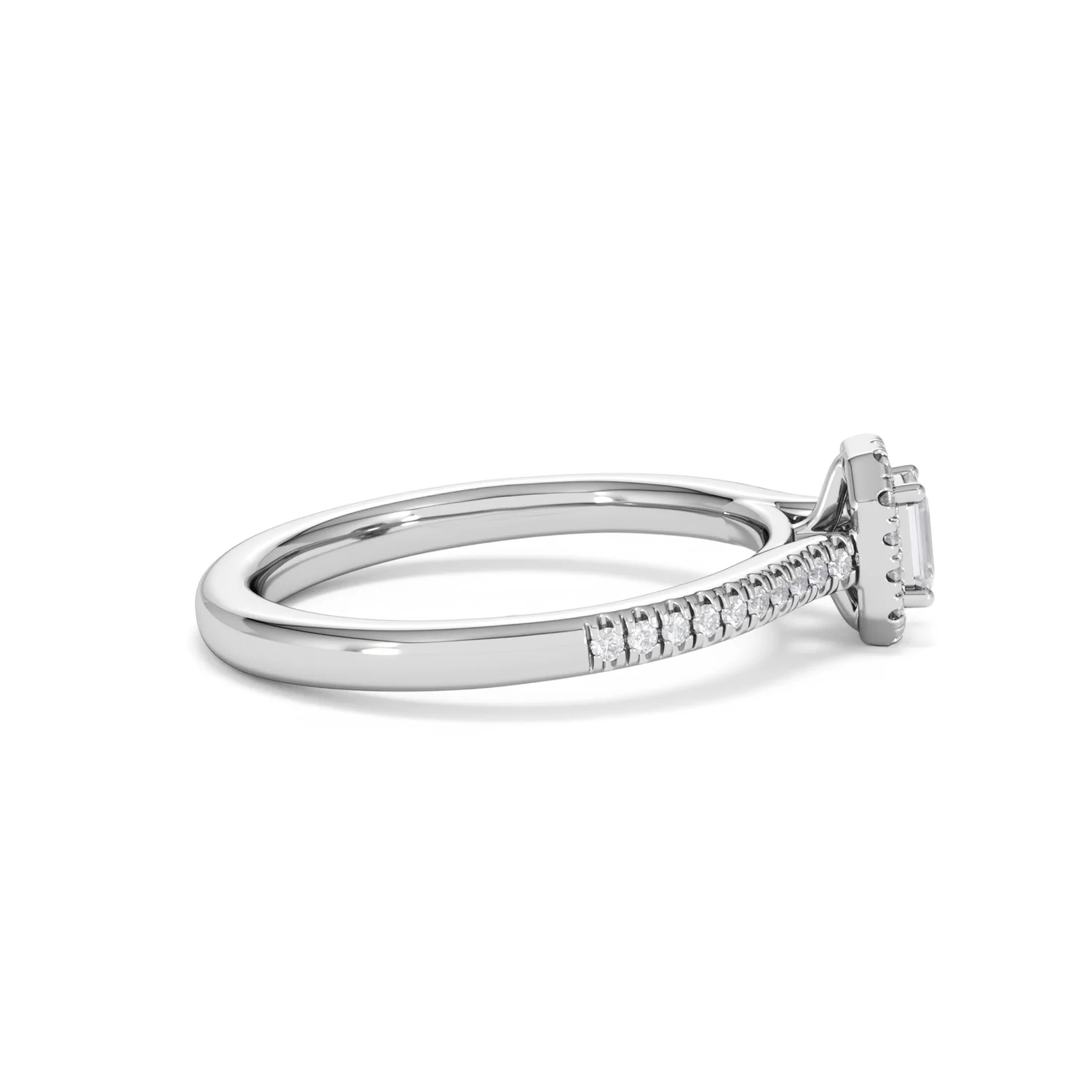 Lumia Emerald Cut Lab Diamond Halo Ring 0.33ct F/VS in 925 Silver - Image 30