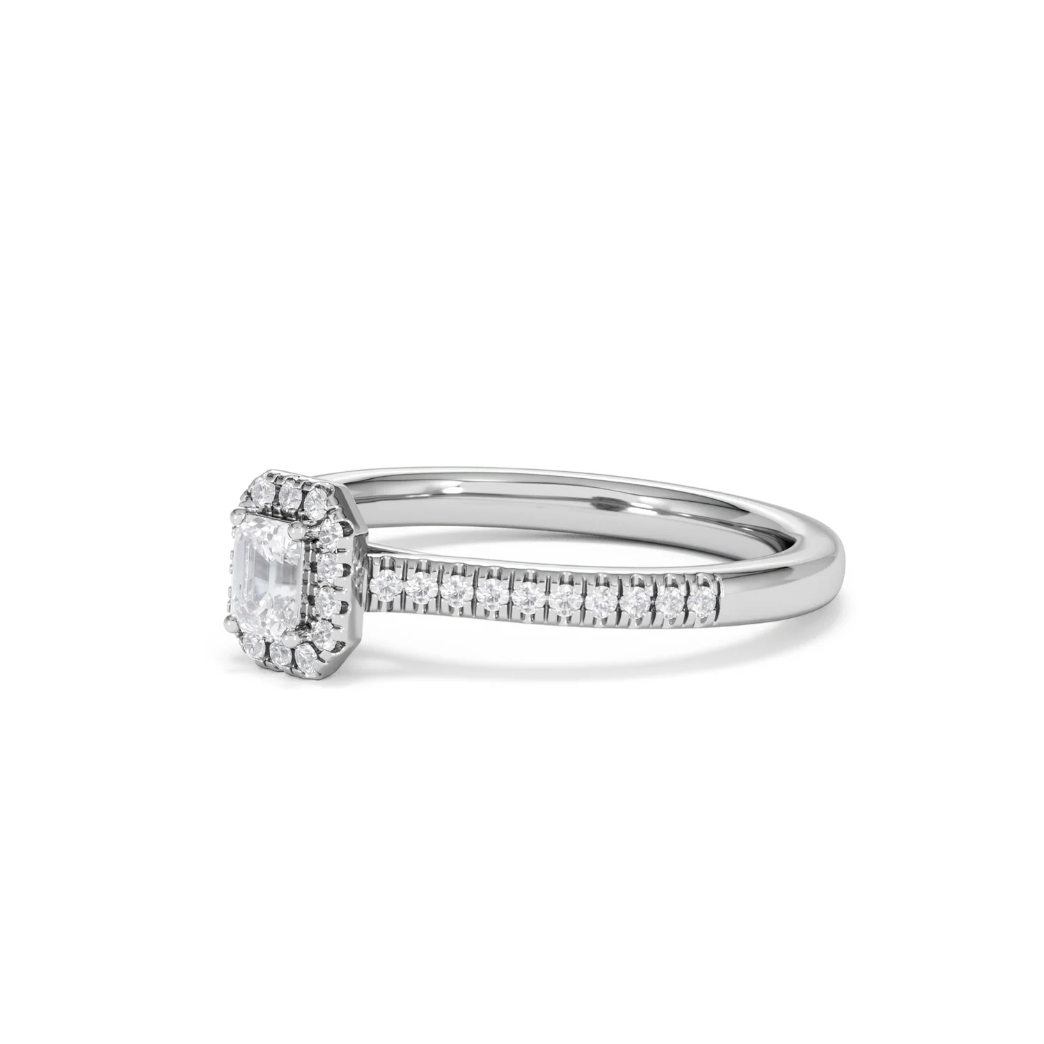Lumia Emerald Cut Lab Diamond Halo Ring 0.33ct F/VS in 925 Silver - Image 80