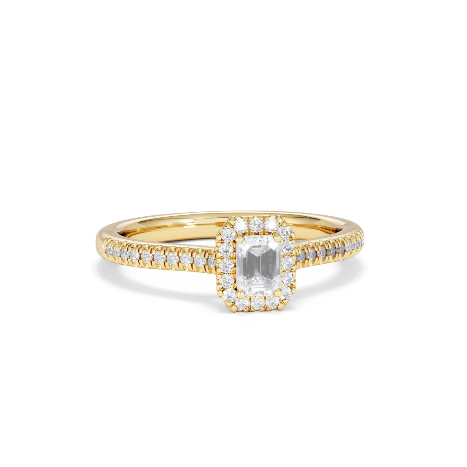 Lumia Emerald Cut Lab Diamond Halo Ring 0.50ct F/VS in 18K Gold Vermeil - Image 12