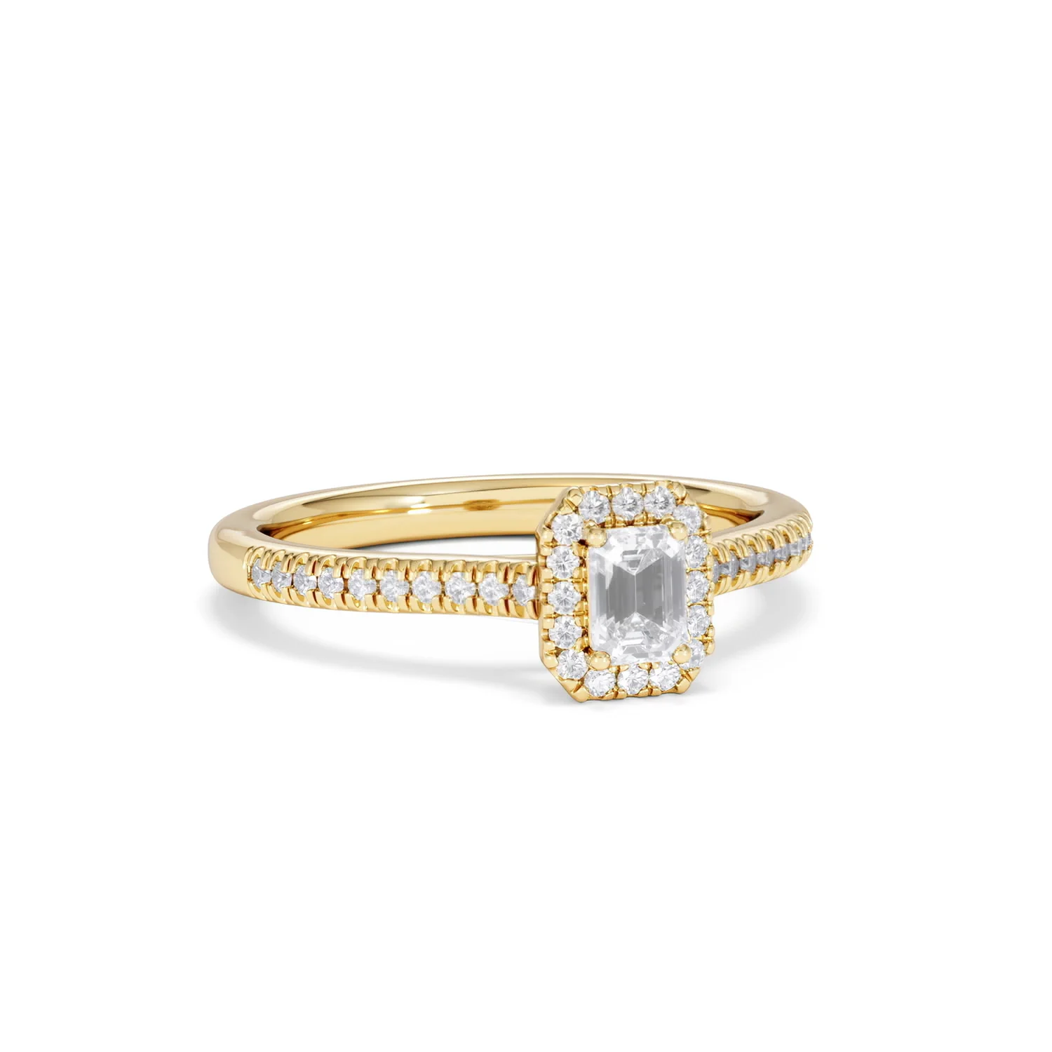 Lumia Emerald Cut Lab Diamond Halo Ring 0.50ct F/VS in 18K Gold Vermeil - Image 14