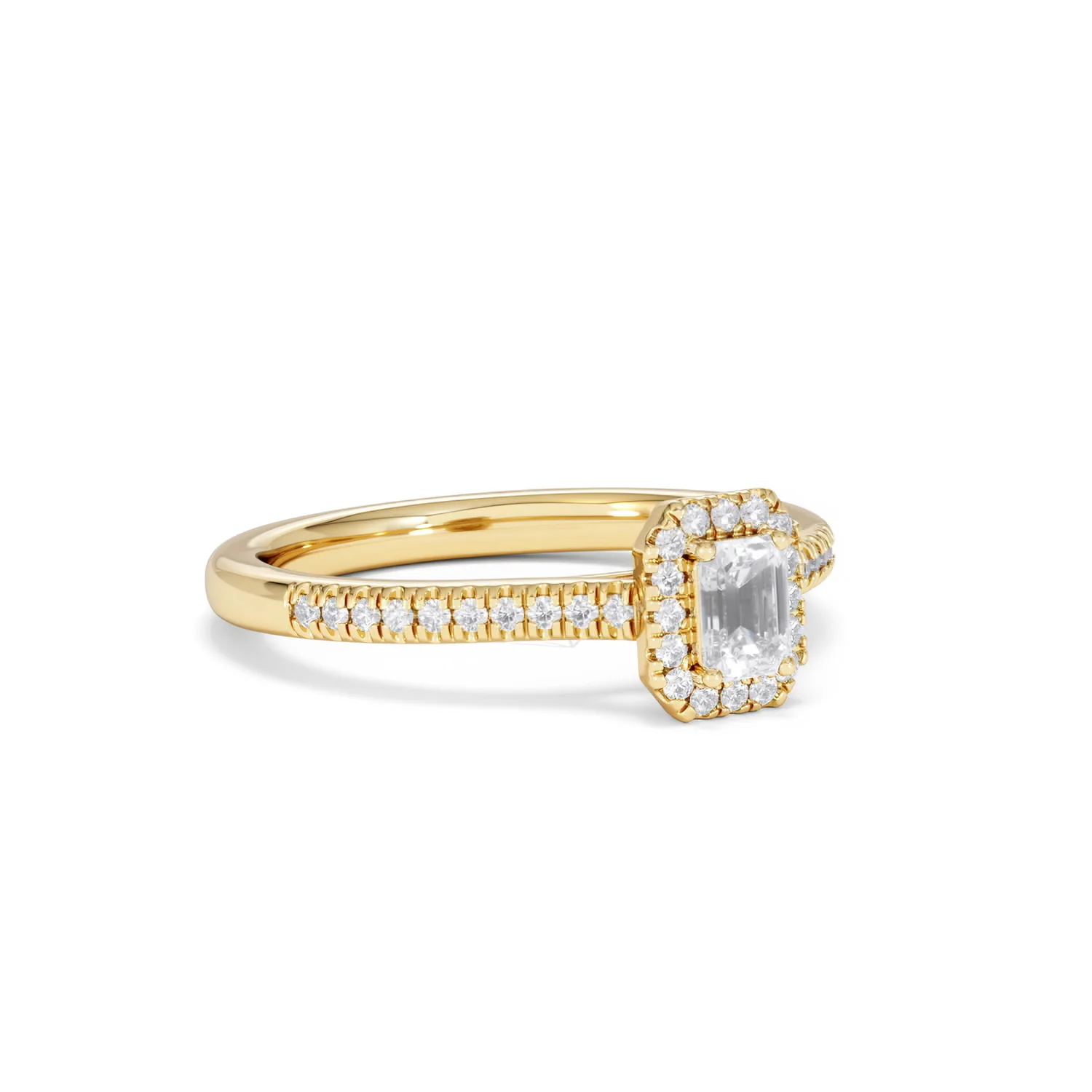 Lumia Emerald Cut Lab Diamond Halo Ring 0.50ct F/VS in 18K Gold Vermeil - Image 17