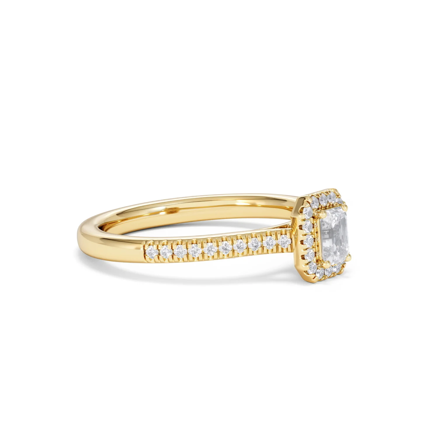 Lumia Emerald Cut Lab Diamond Halo Ring 0.50ct F/VS in 18K Gold Vermeil - Image 21