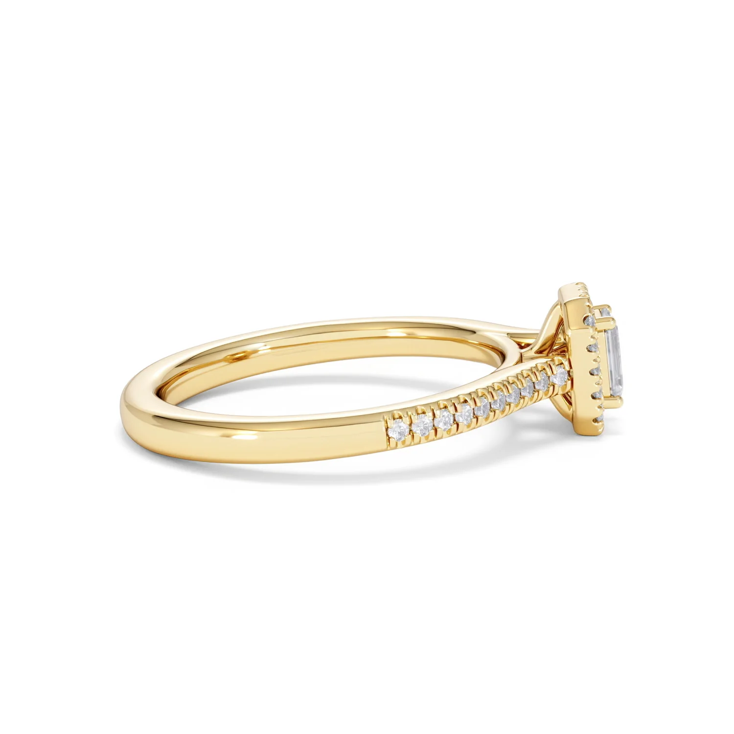 Lumia Emerald Cut Lab Diamond Halo Ring 0.50ct F/VS in 18K Gold Vermeil - Image 30