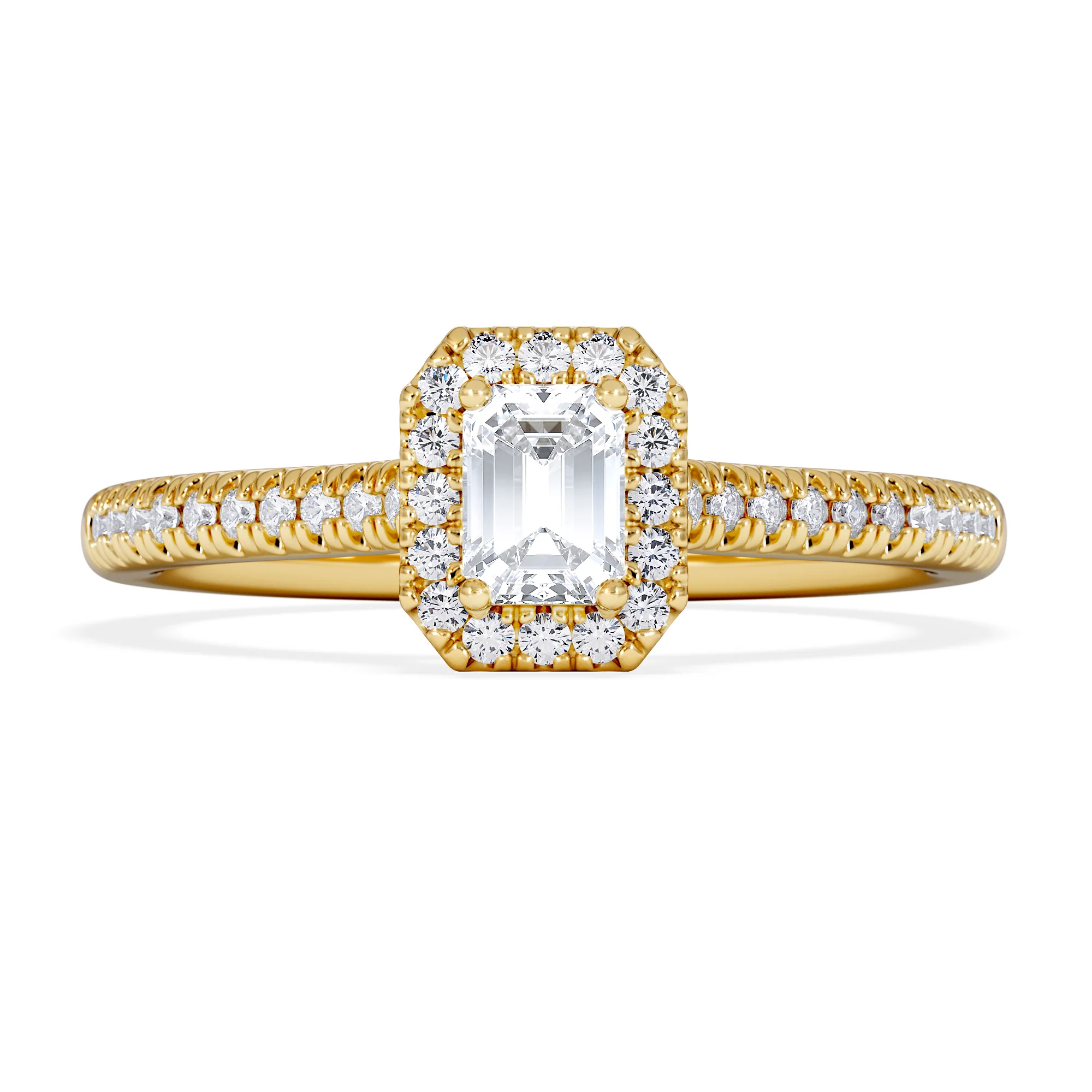 Lumia Emerald Cut Lab Diamond Halo Ring 0.50ct F/VS in 18K Gold Vermeil - Image 6
