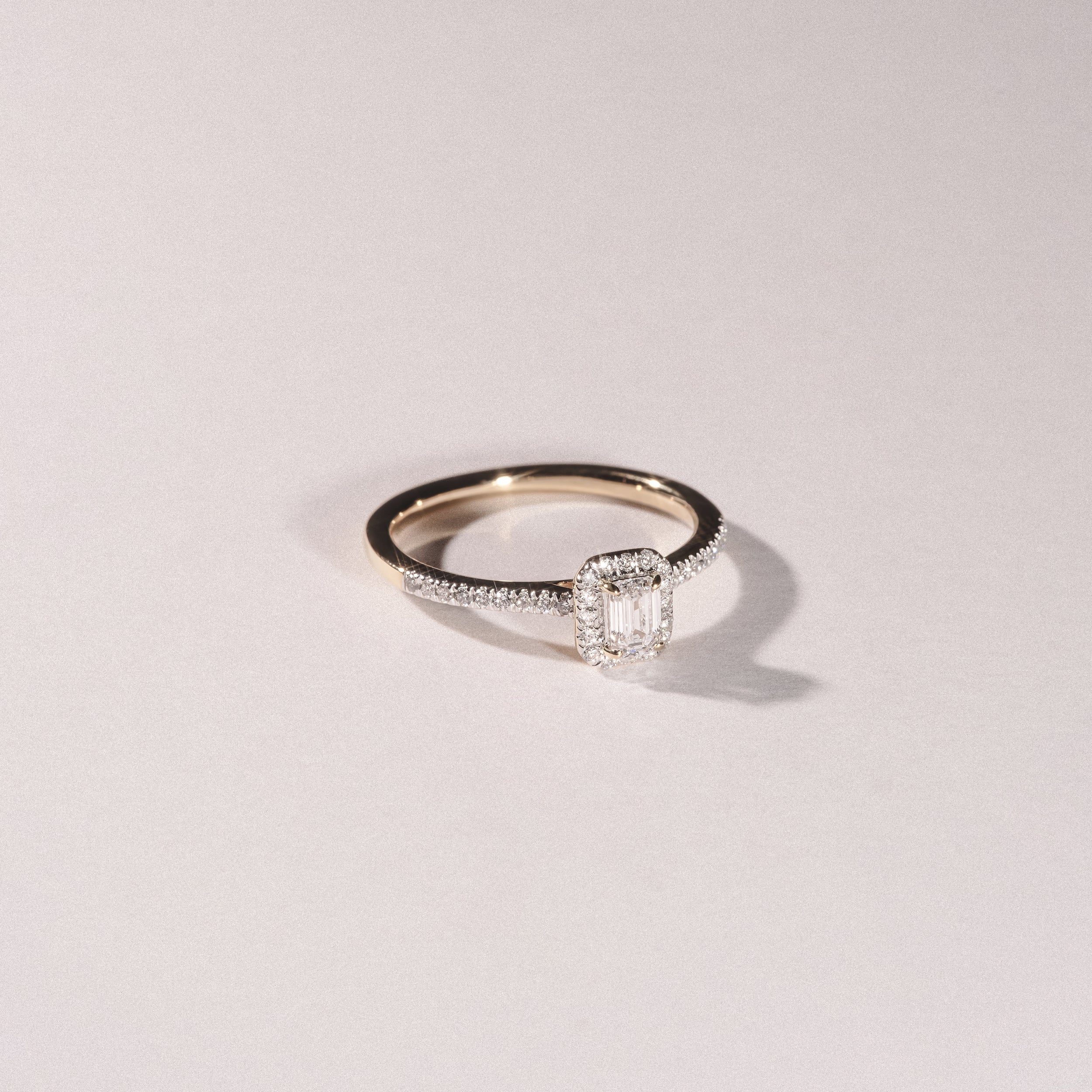 Lumia Emerald Cut Lab Diamond Halo Ring 0.50ct F/VS in 18K Gold Vermeil - Image 7