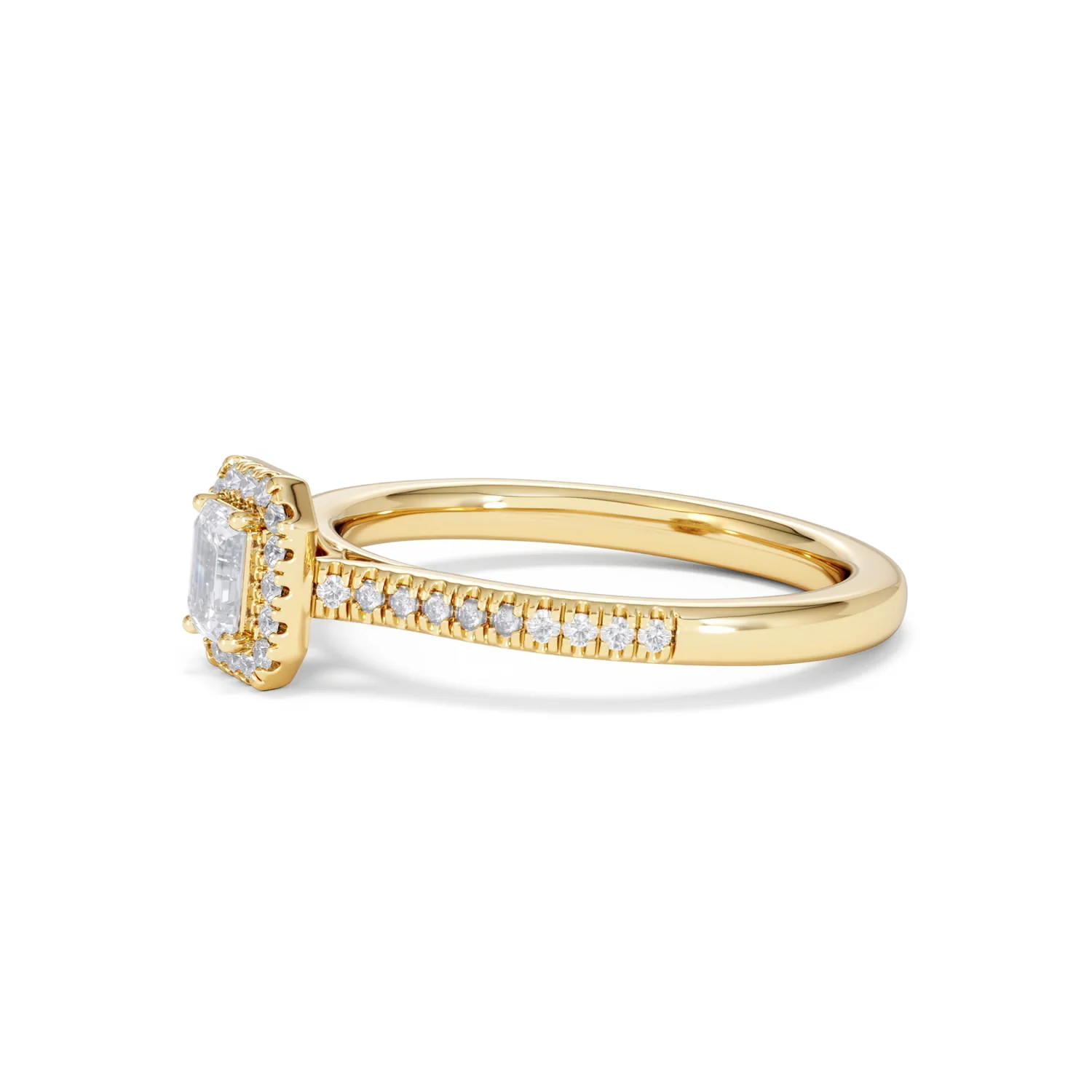 Lumia Emerald Cut Lab Diamond Halo Ring 0.50ct F/VS in 18K Gold Vermeil - Image 76