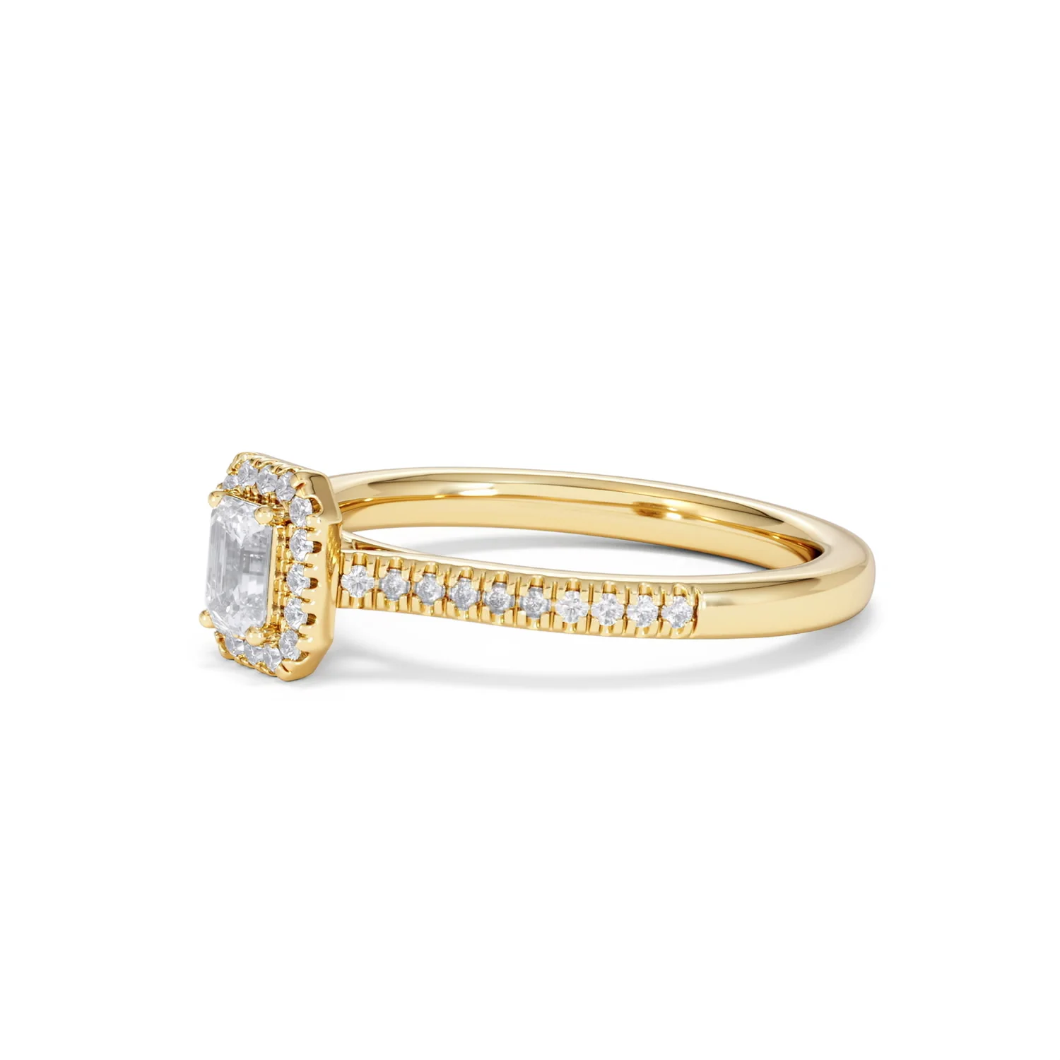 Lumia Emerald Cut Lab Diamond Halo Ring 0.50ct F/VS in 18K Gold Vermeil - Image 78