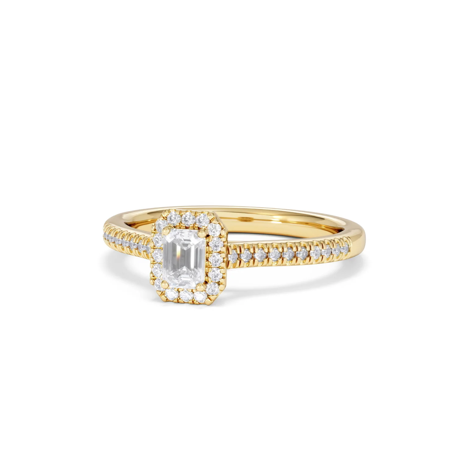 Lumia Emerald Cut Lab Diamond Halo Ring 0.50ct F/VS in 18K Gold Vermeil - Image 86