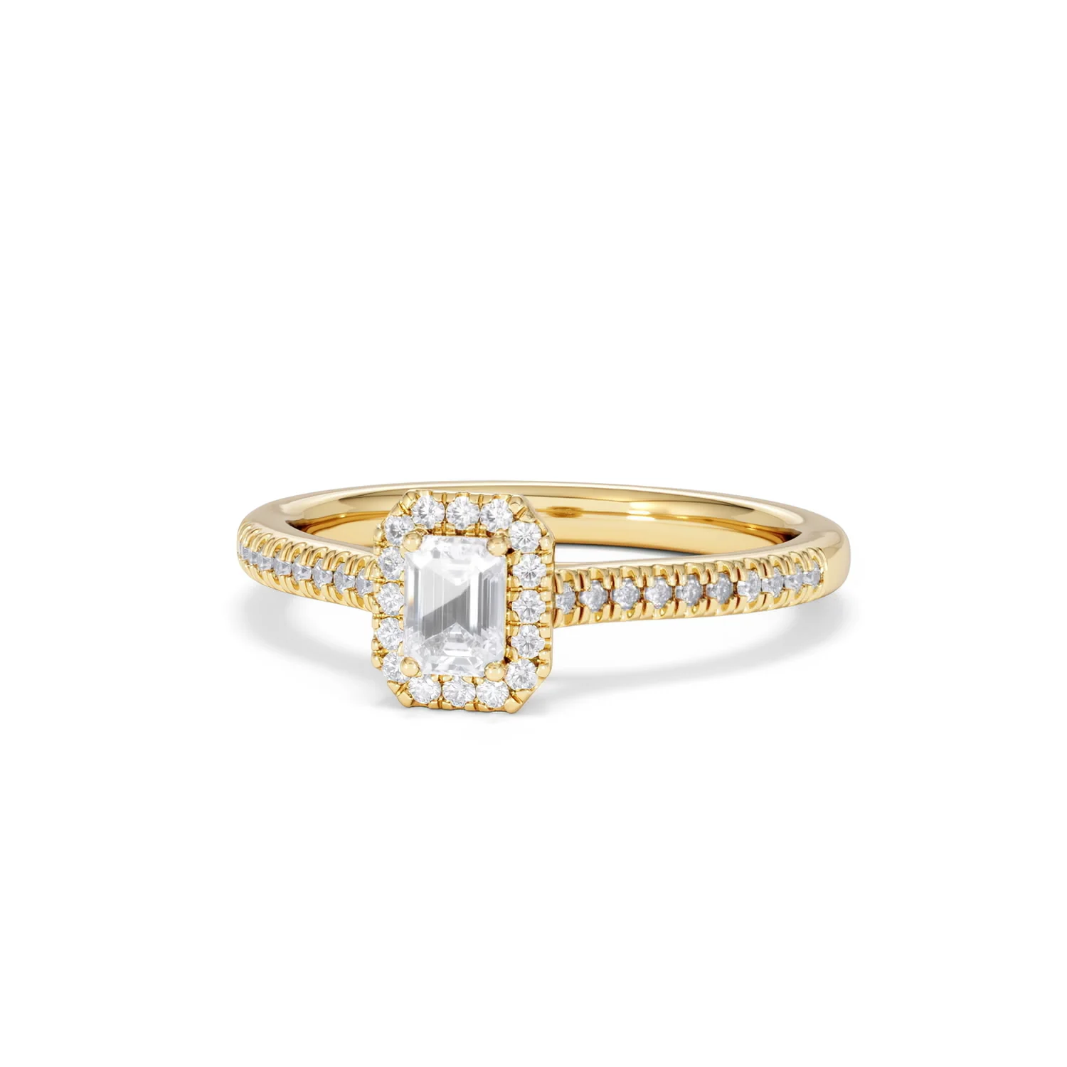 Lumia Emerald Cut Lab Diamond Halo Ring 0.50ct F/VS in 18K Gold Vermeil - Image 87