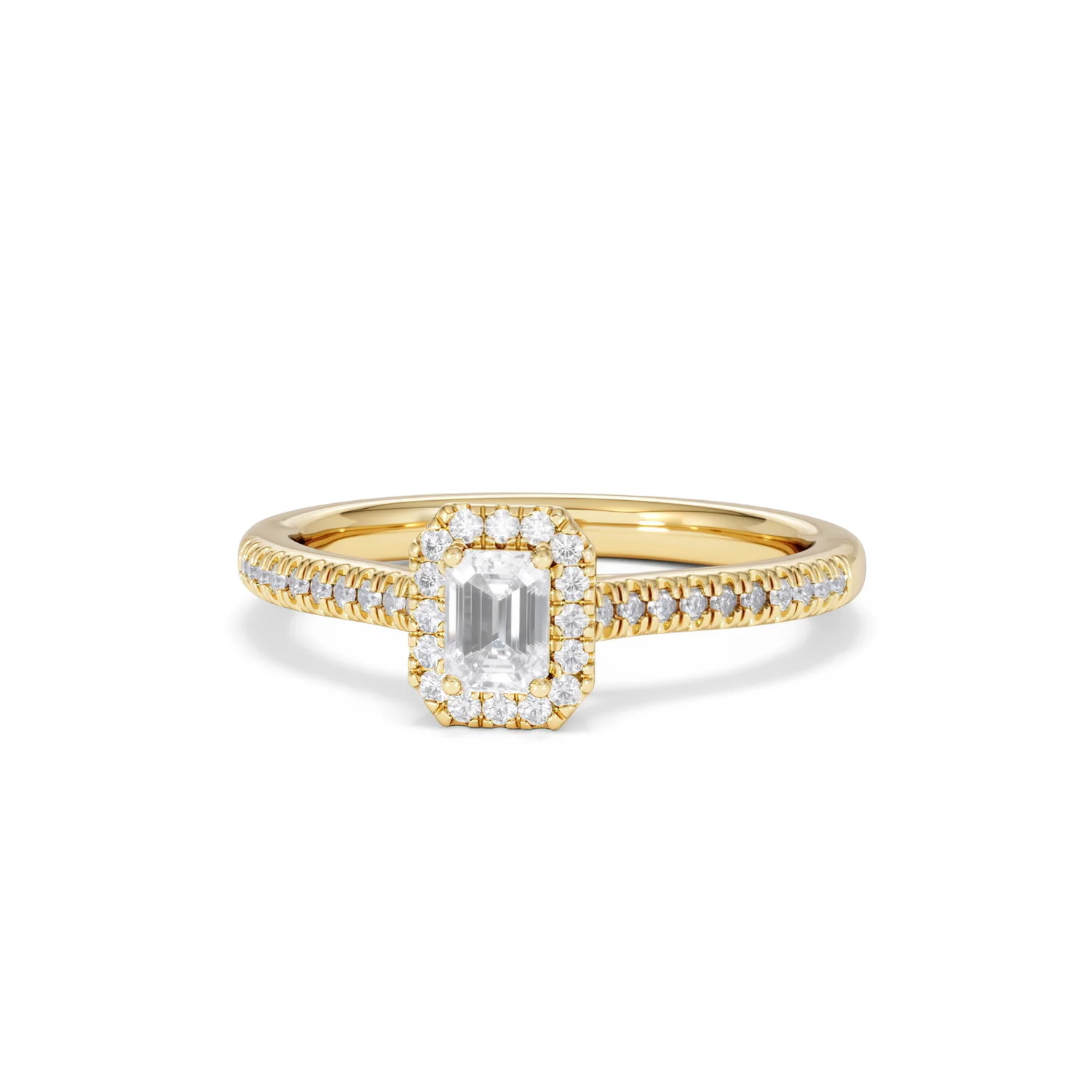 Lumia Emerald Cut Lab Diamond Halo Ring 0.50ct F/VS in 18K Gold Vermeil - Image 88
