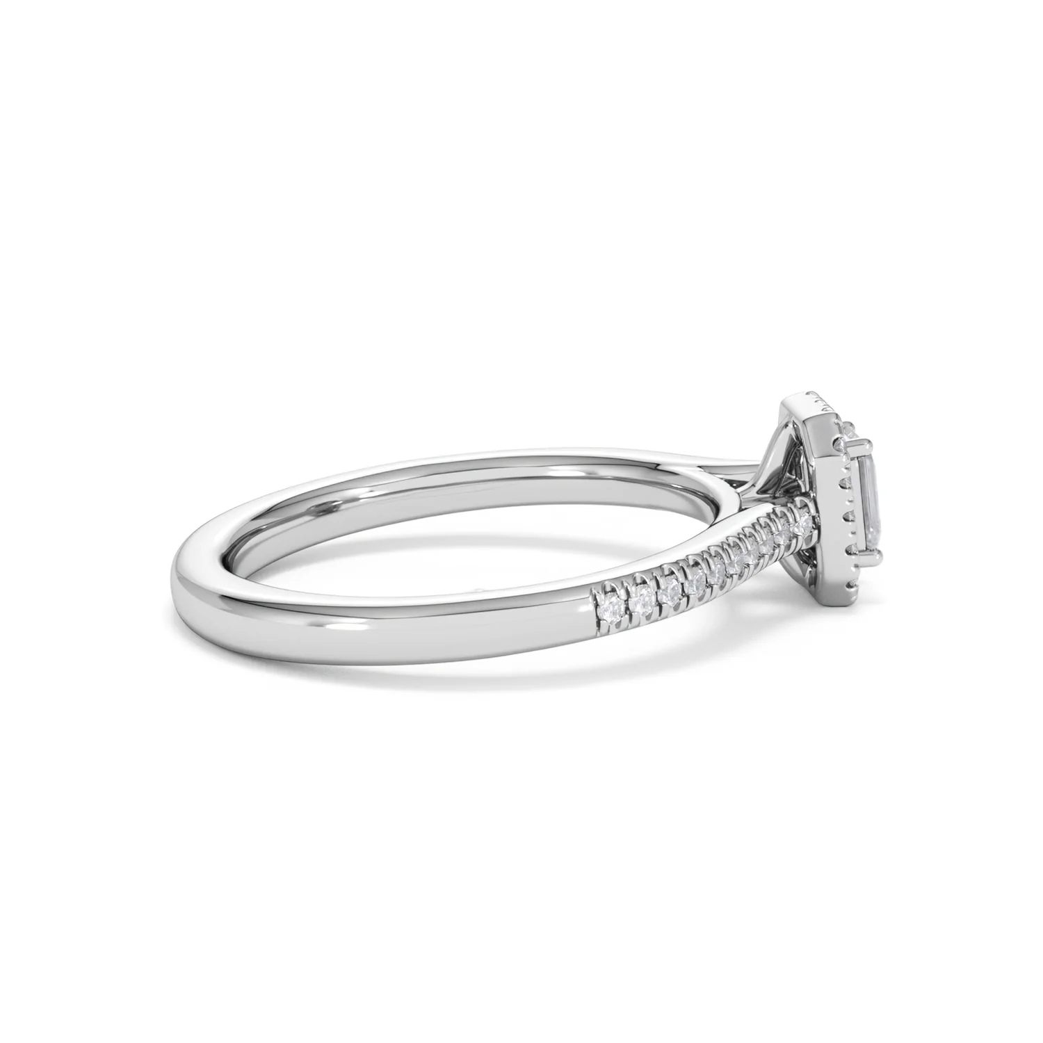 Lumia Emerald Cut Lab Diamond Halo Ring 0.50ct F/VS in 925 Silver - Image 32