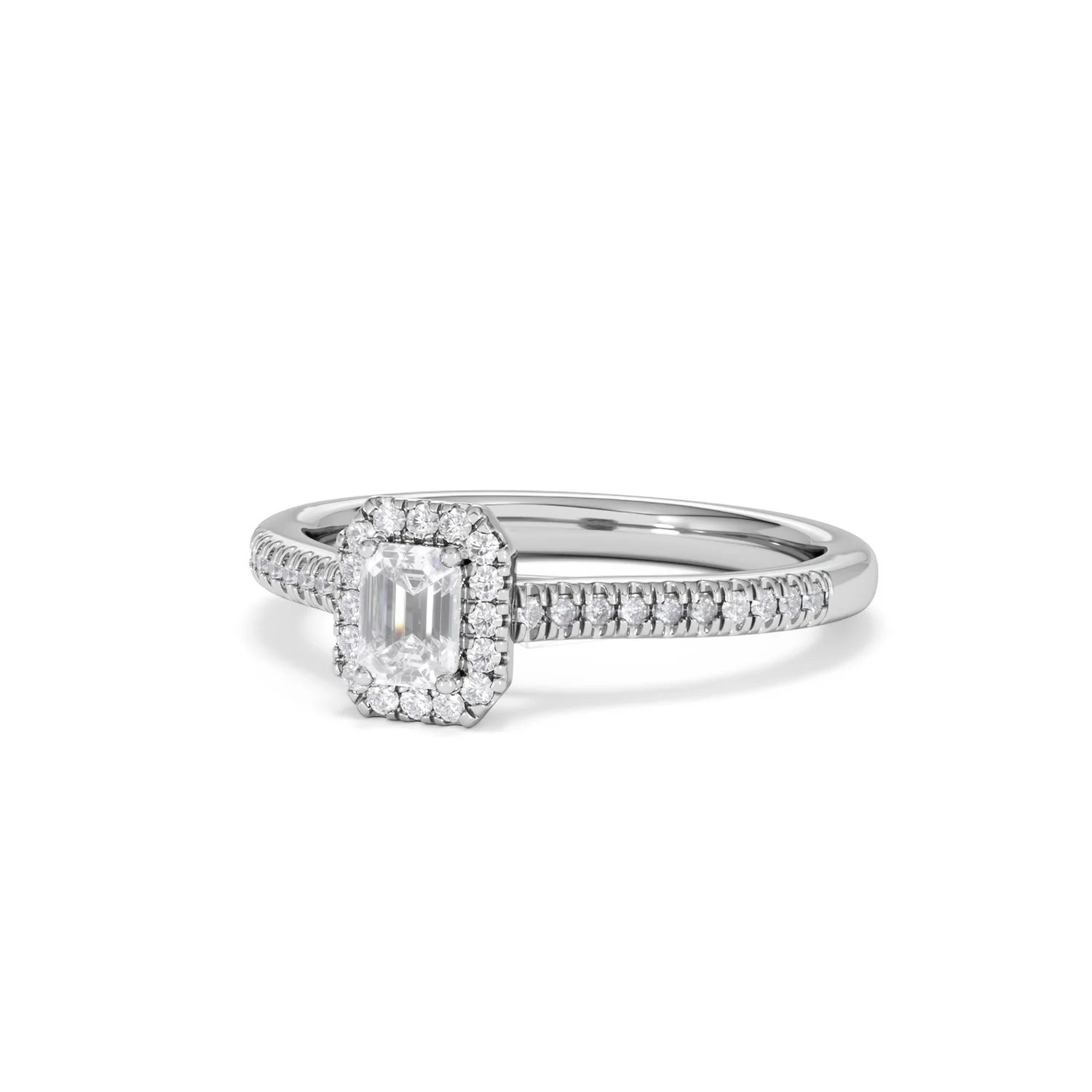 Lumia Emerald Cut Lab Diamond Halo Ring 0.50ct F/VS in 925 Silver - Image 85