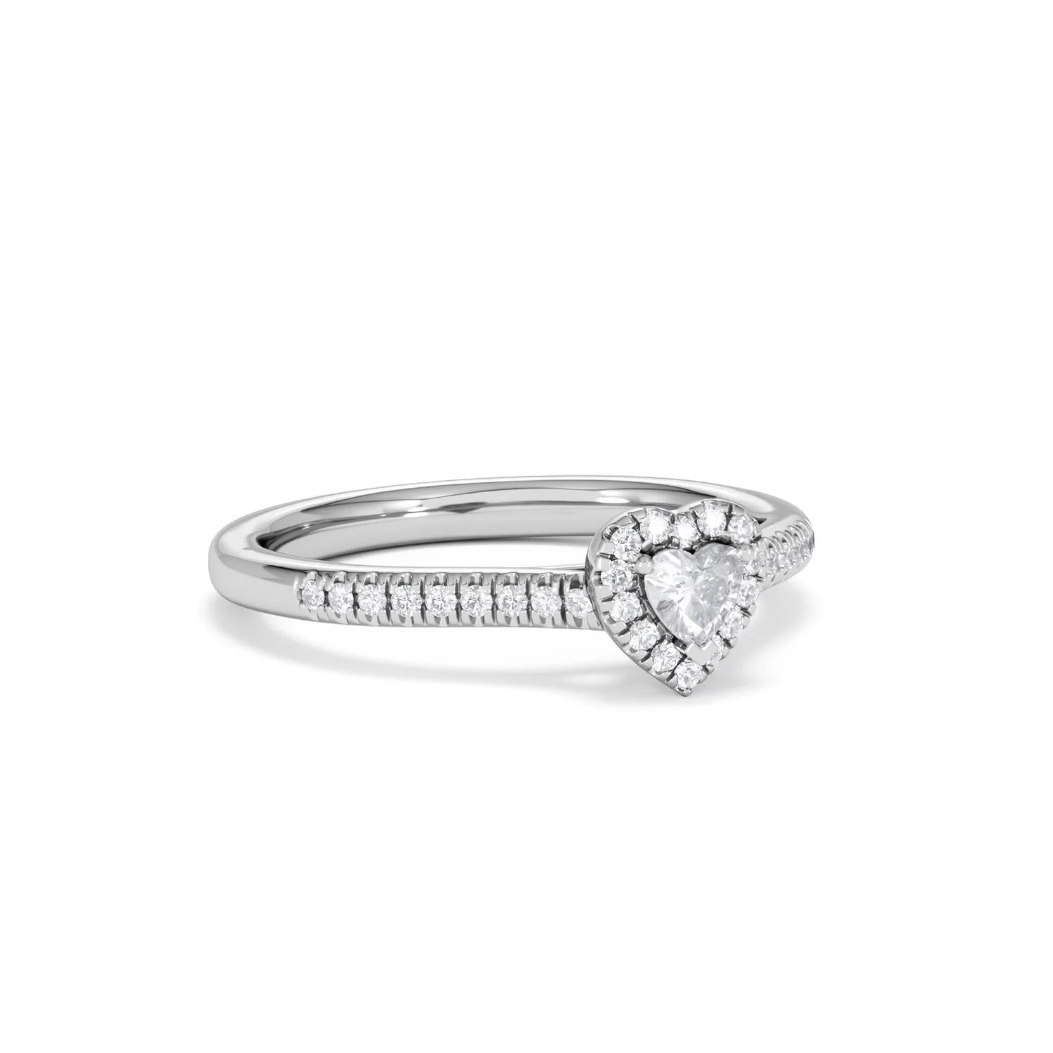 Lumia Heart Cut Lab Diamond Halo Ring 0.33ct F/VS in 925 Silver - Image 15